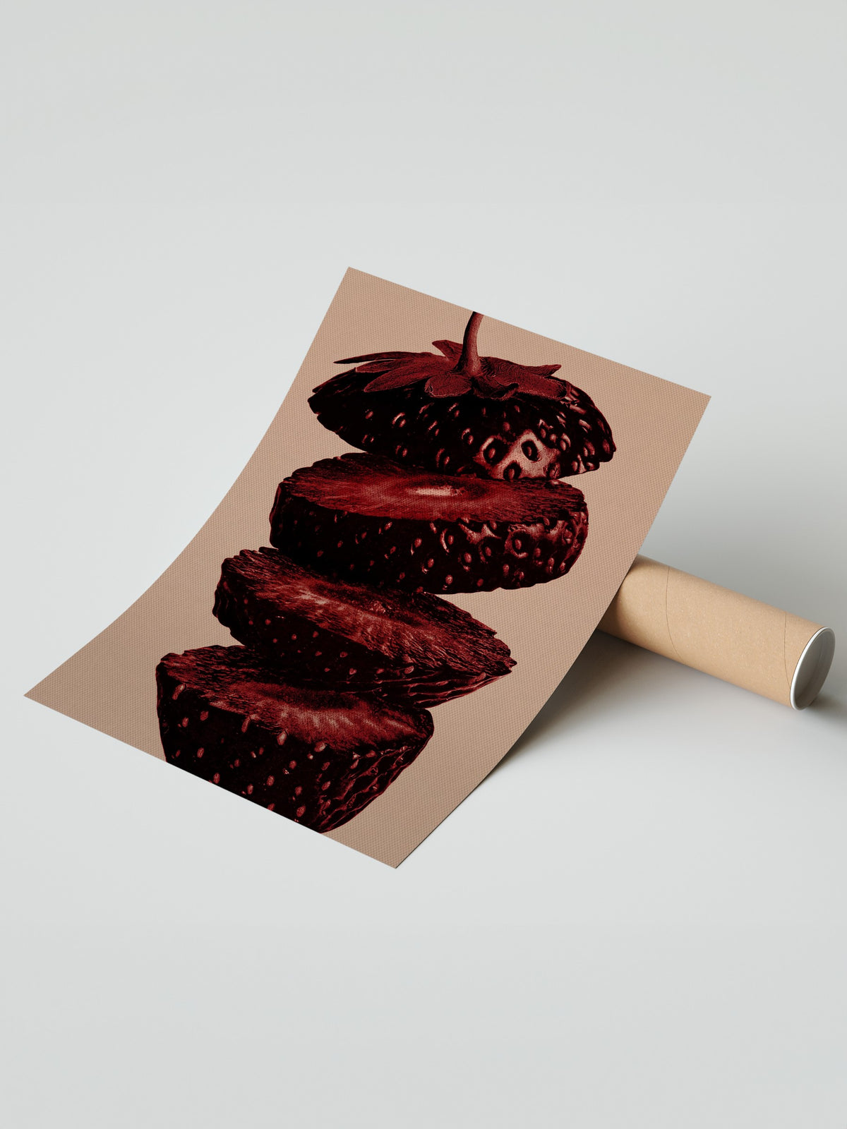 Asimetrik Kesilmiş Çilekler Çerçevesiz Poster