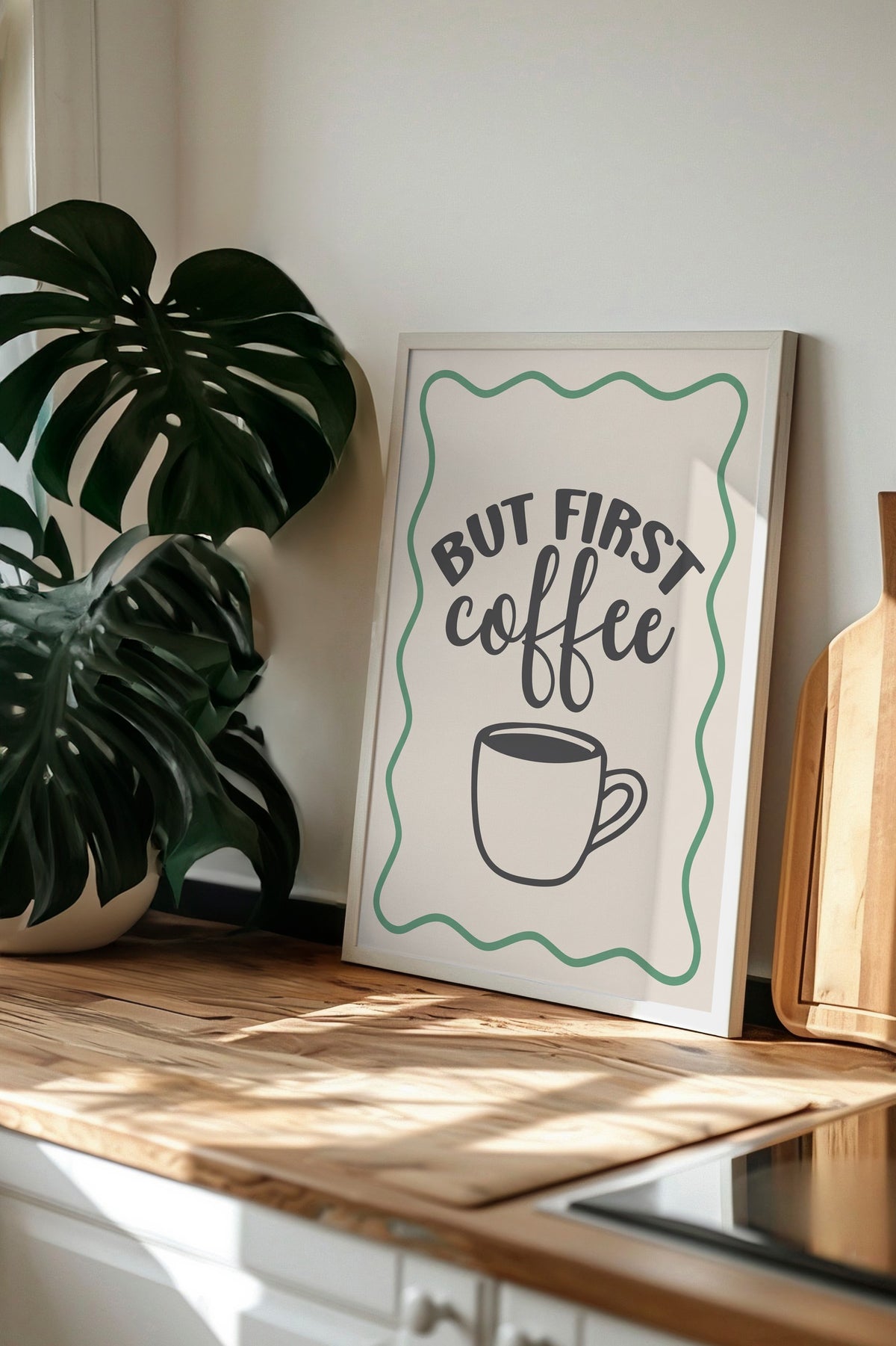 BUT FIRST coffee Poster – Beyaz Çerçeveli Tablo