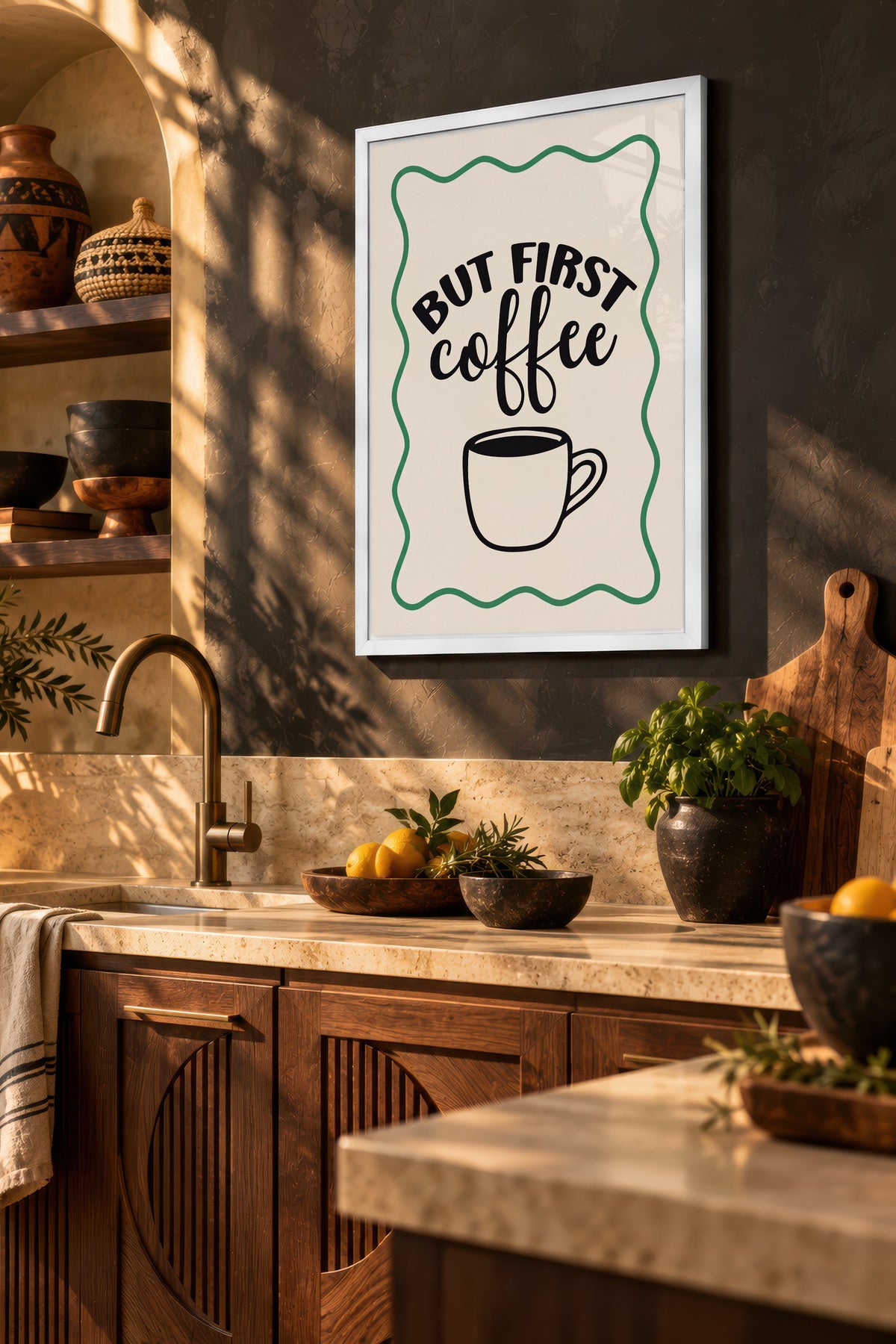 BUT FIRST coffee Poster – Beyaz Çerçeveli Tablo