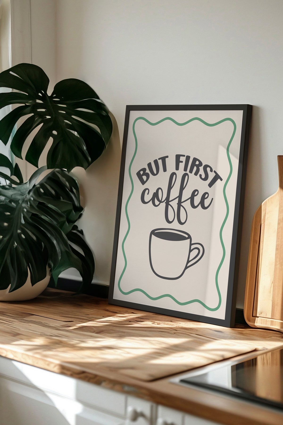 BUT FIRST coffee Poster – Siyah Çerçeveli Tablo