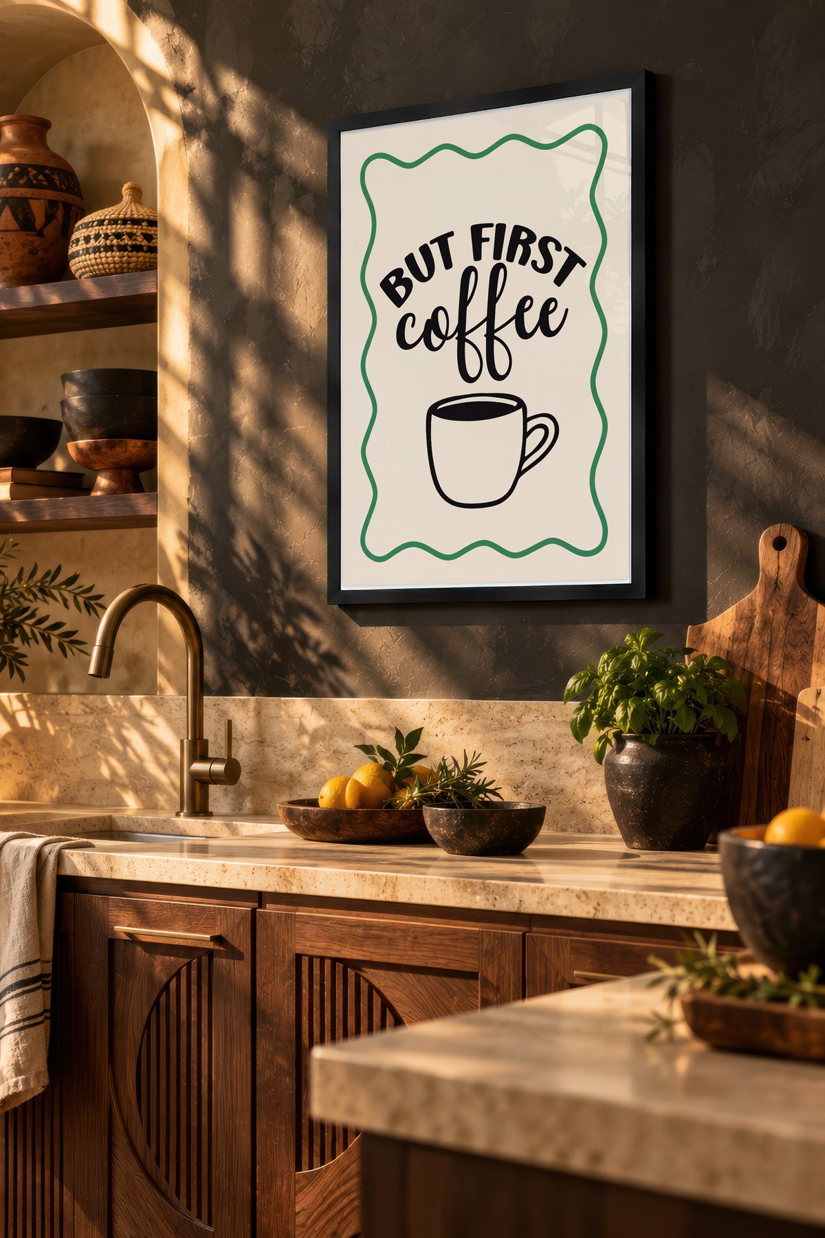BUT FIRST coffee Poster – Siyah Çerçeveli Tablo