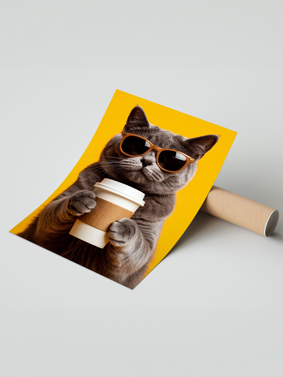 Gözlük Takan Kedi Çerçevesiz Poster