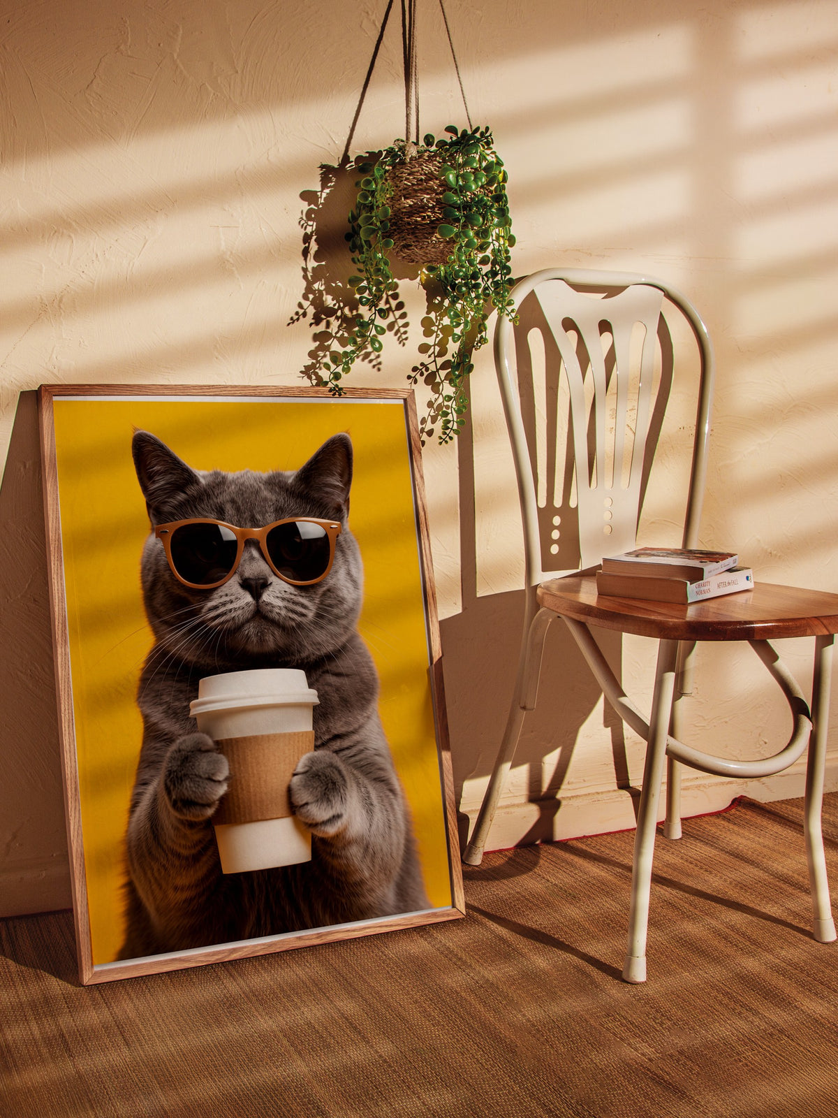 Gözlük Takan Kedi Poster – Ahşap Çerçeveli Tablo