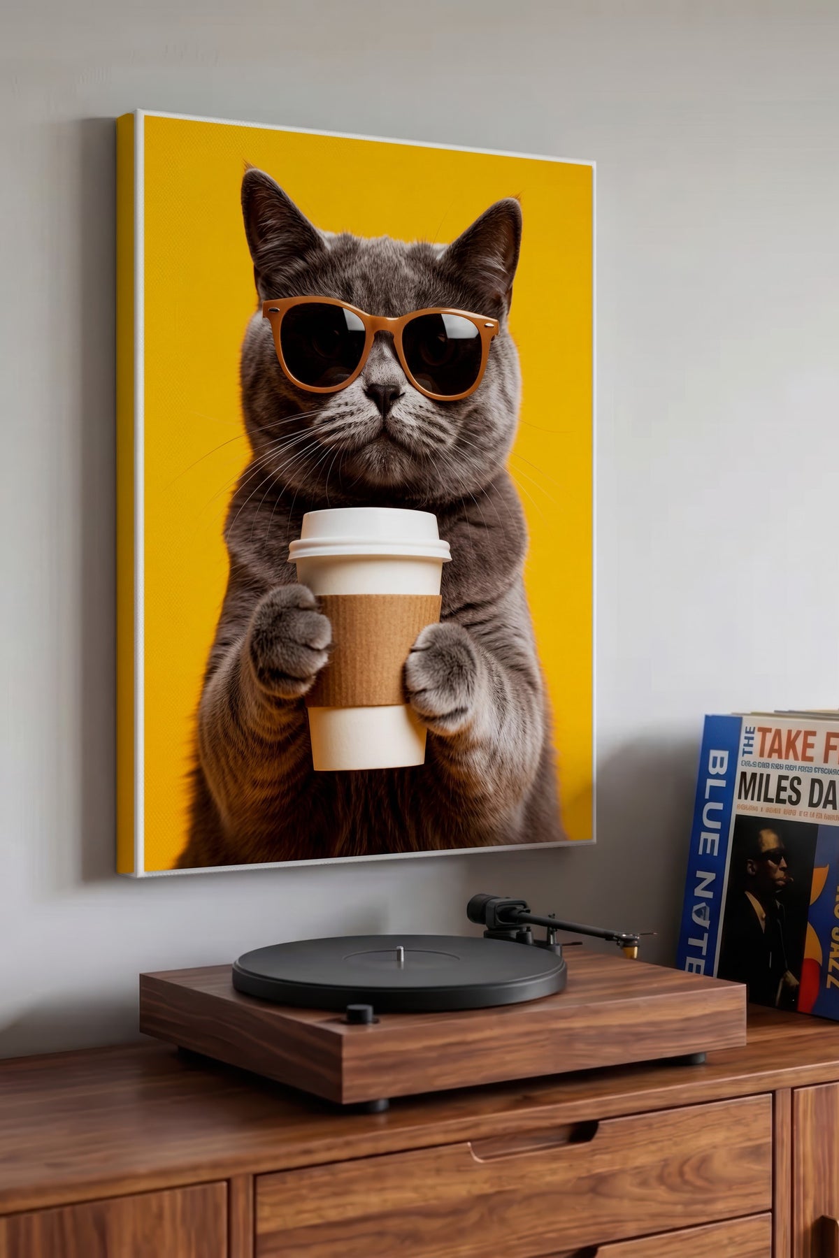 Gözlük Takan Kedi Kanvas Tablo