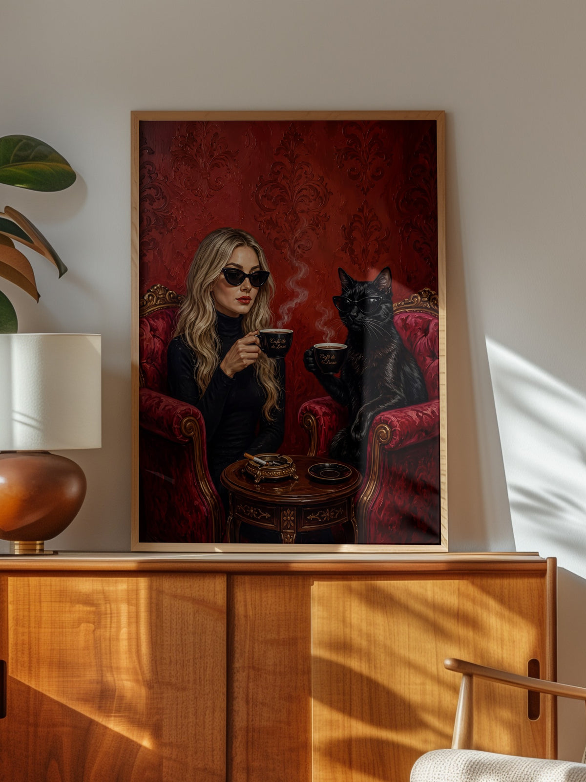 Kahve Sohbeti Poster – Ahşap Çerçeveli Tablo