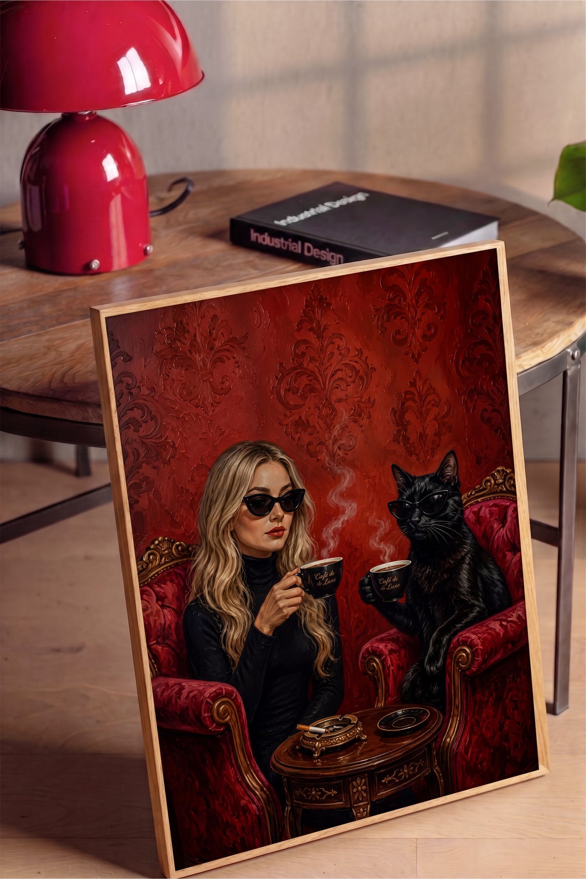Kahve Sohbeti Poster – Ahşap Çerçeveli Tablo