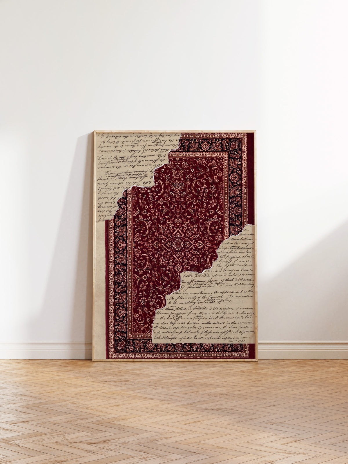 Desenli kolaj illüstrasyonu Poster – Ahşap Çerçeveli Tablo