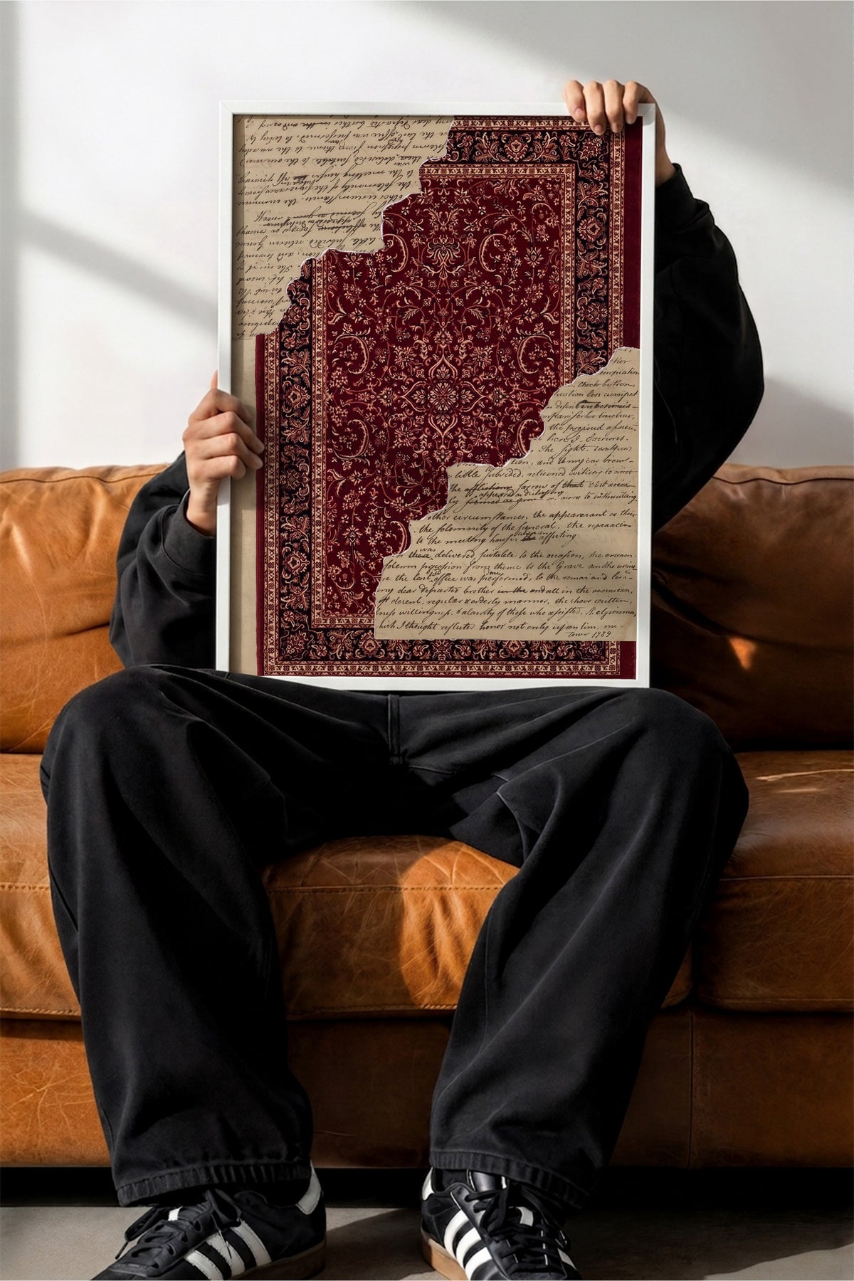 Desenli kolaj illüstrasyonu Poster – Beyaz Çerçeveli Tablo