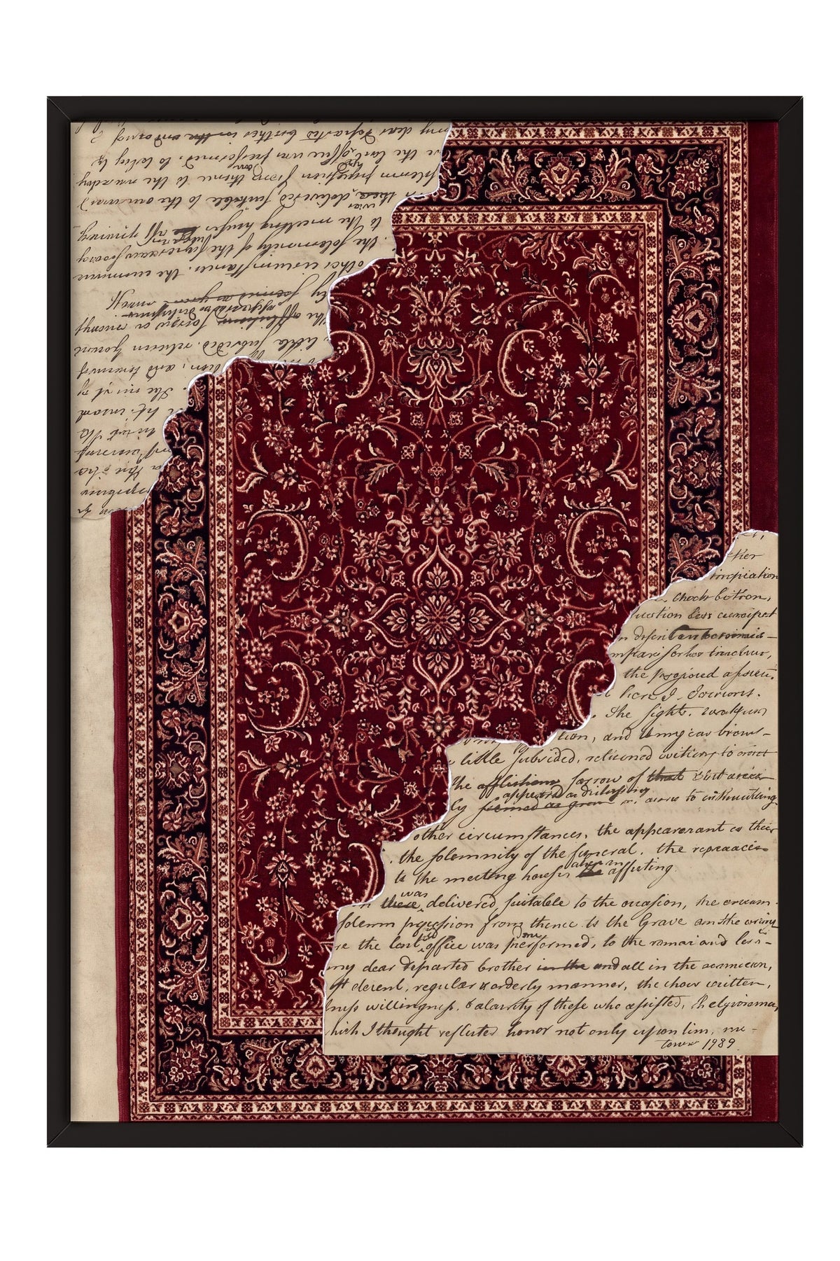 Desenli kolaj illüstrasyonu Poster – Siyah Çerçeveli Tablo