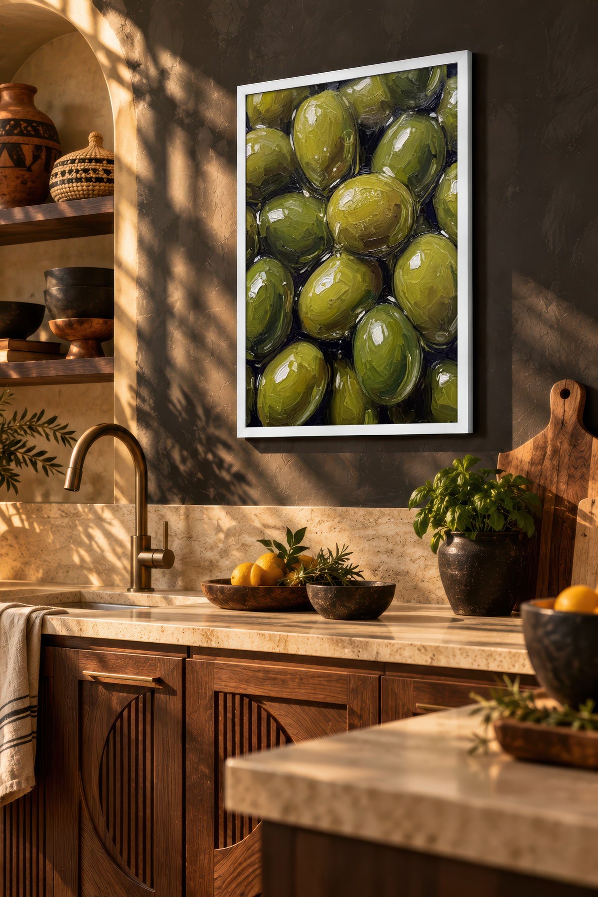 Zeytin Görselleri Poster – Beyaz Çerçeveli Tablo