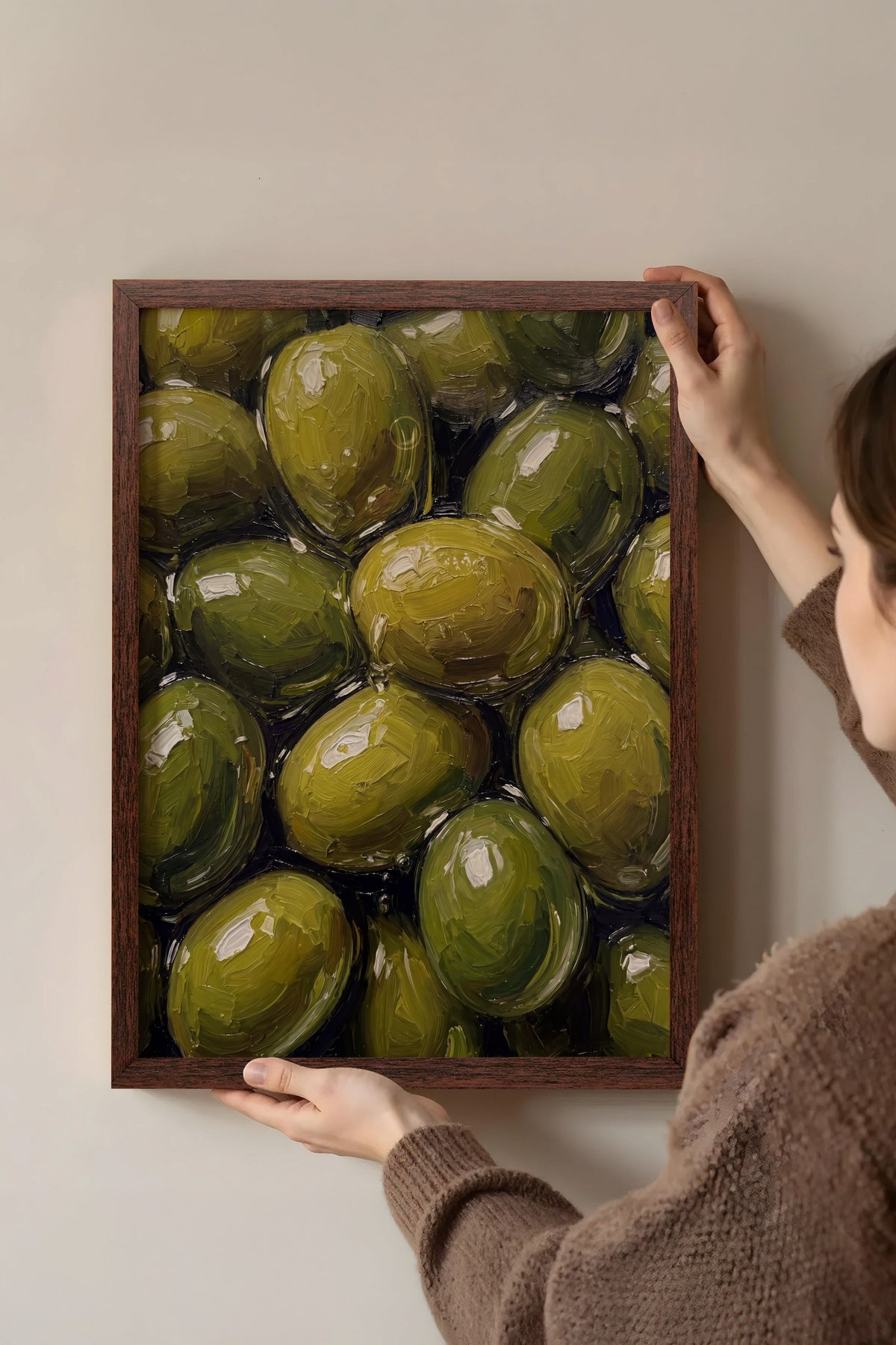 Zeytin Görselleri Poster – Kahverengi Çerçeveli Tablo