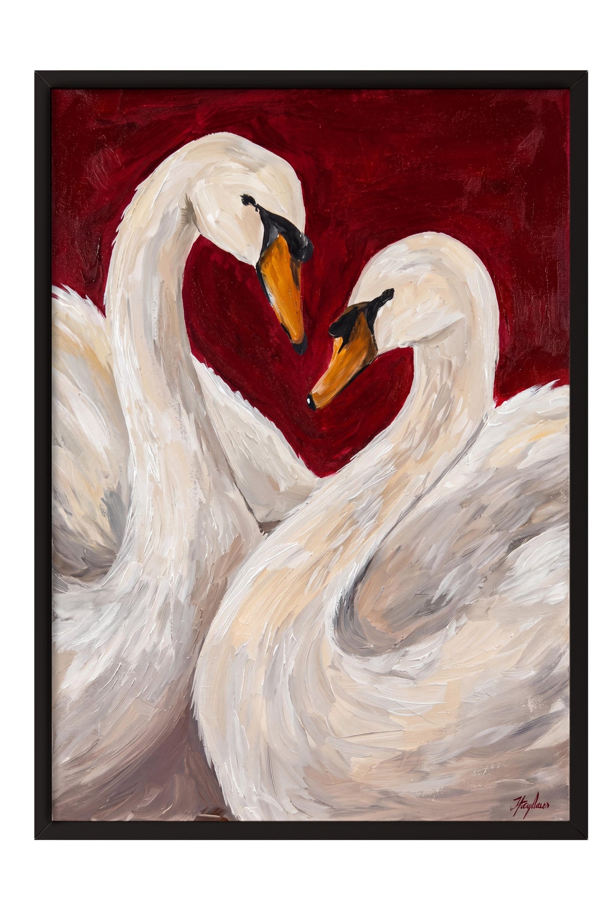 Aşk Kuğuları Poster – Siyah Çerçeveli Tablo
