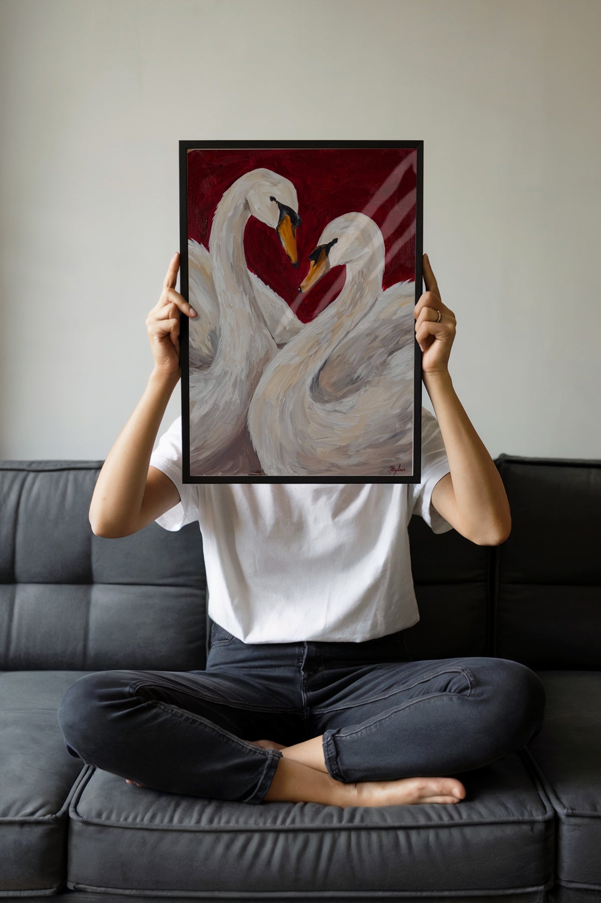 Aşk Kuğuları Poster – Siyah Çerçeveli Tablo