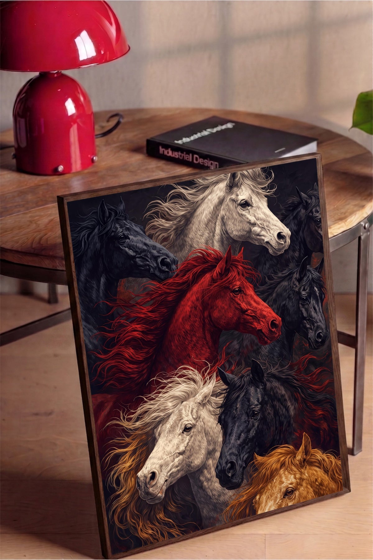 Koşan Atlar Poster – Kahverengi Çerçeveli Tablo