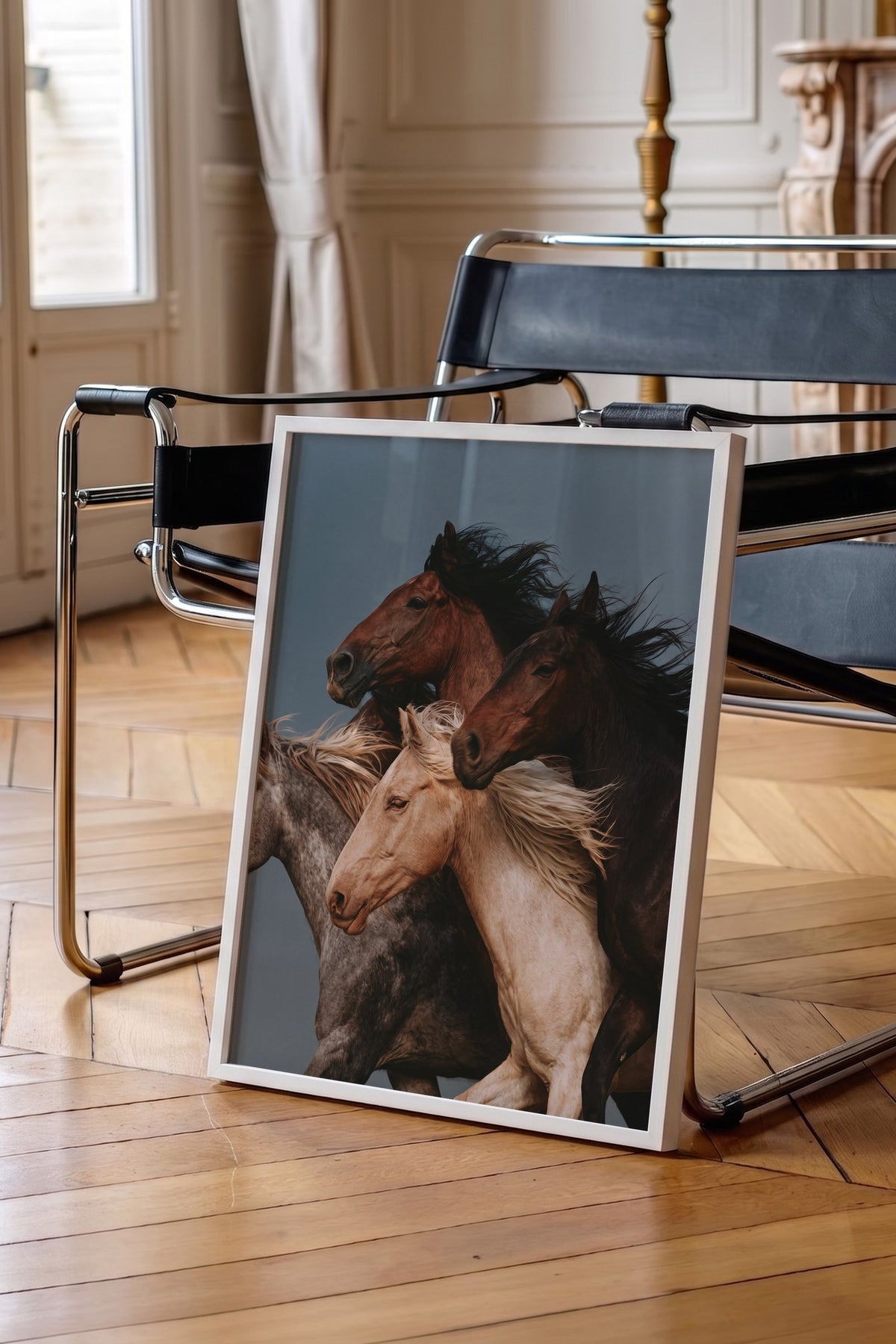 Koşan Atlar Poster – Beyaz Çerçeveli Tablo