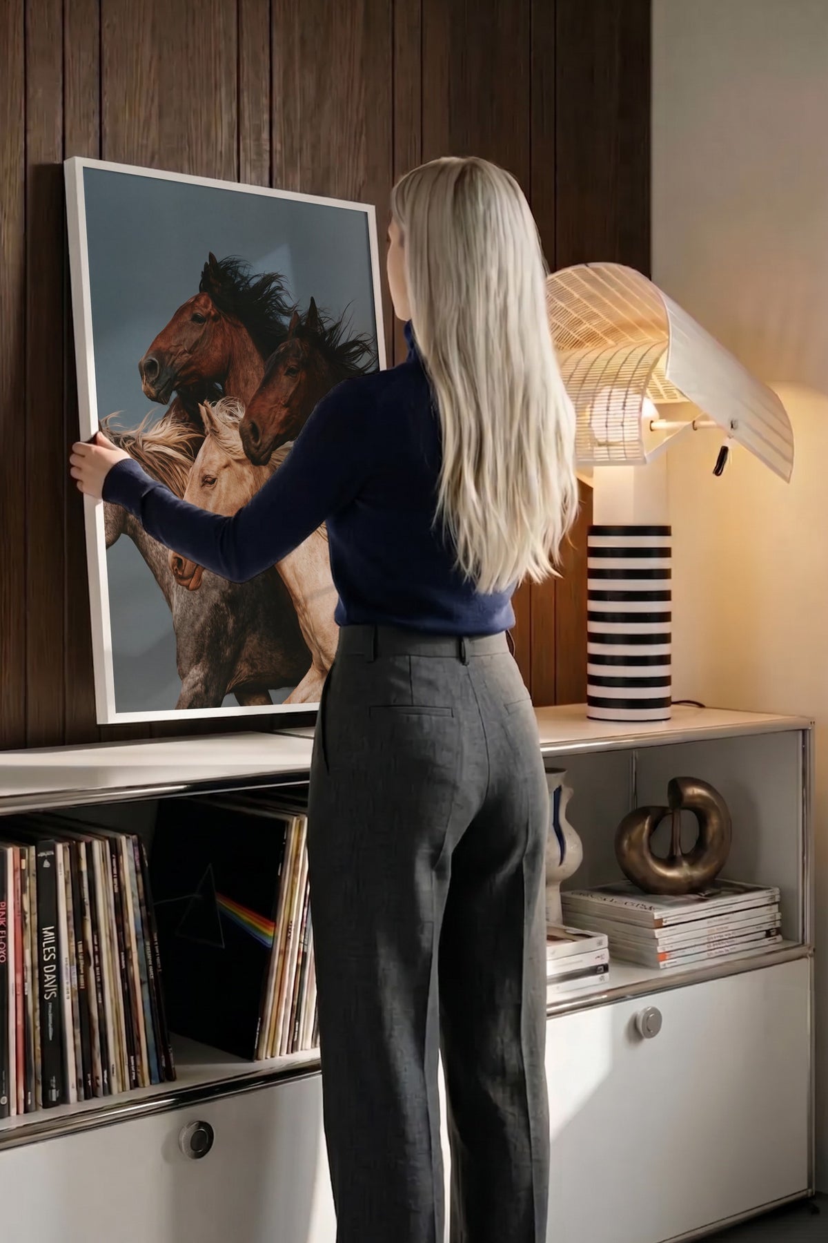 Koşan Atlar Poster – Beyaz Çerçeveli Tablo