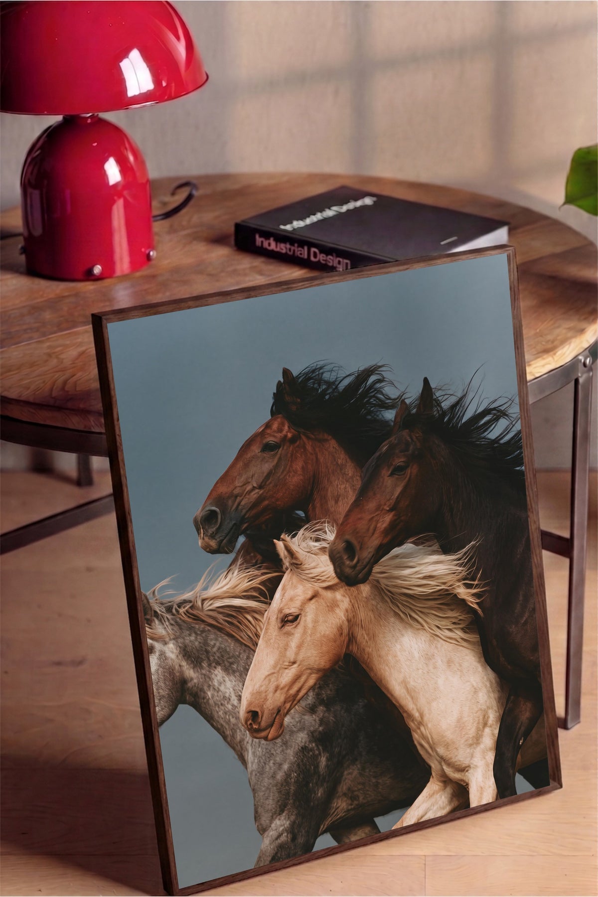 Koşan Atlar Poster – Kahverengi Çerçeveli Tablo