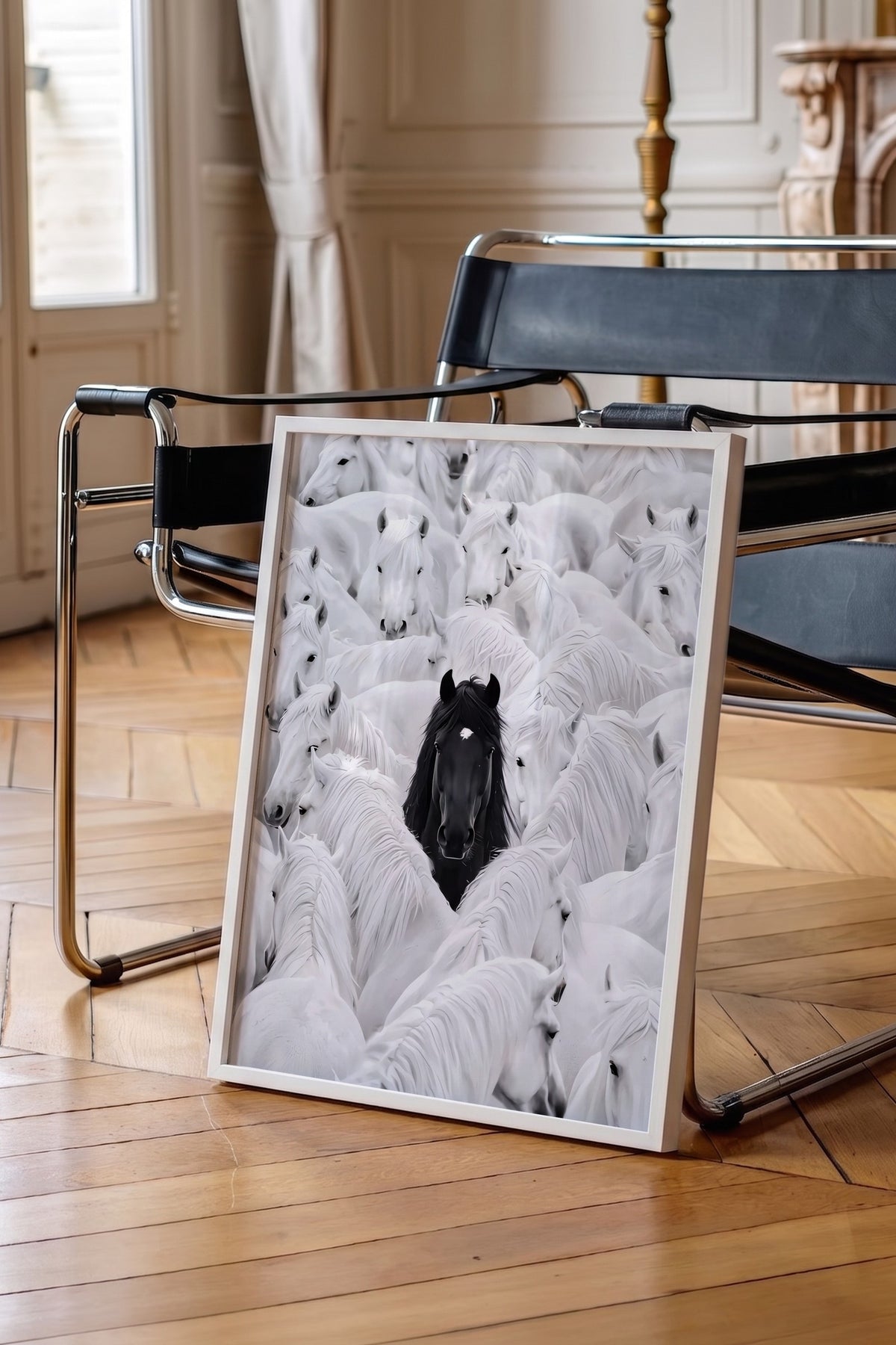 Kalabalık İçinde Tek Renk Poster – Beyaz Çerçeveli Tablo