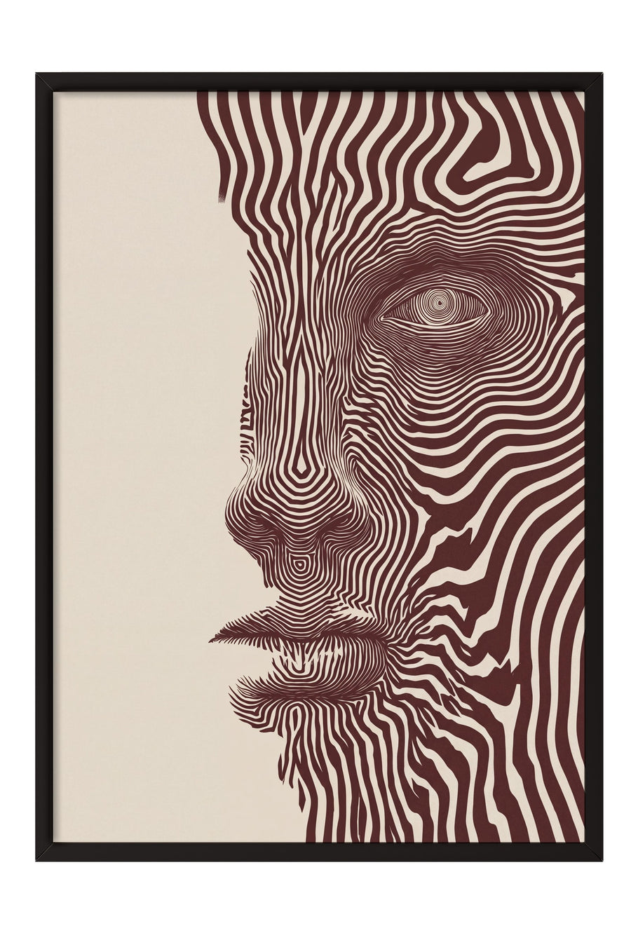 Soyut Yüz Deseni Poster – Siyah Çerçeveli Tablo