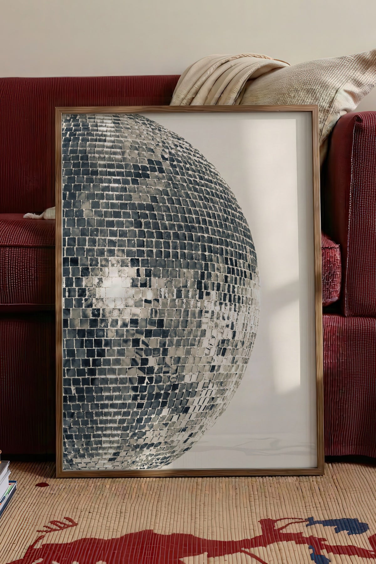 Disko Topu Poster – Kahverengi Çerçeveli Tablo