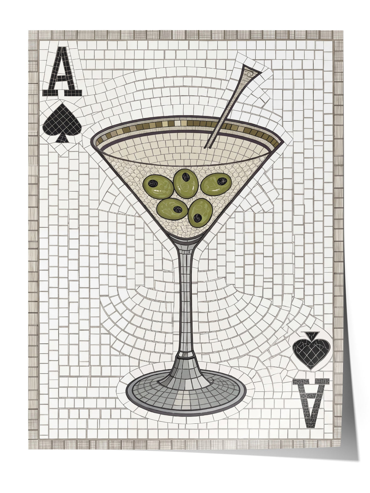 Zeytinli Martini Mozaiği Çerçevesiz Poster