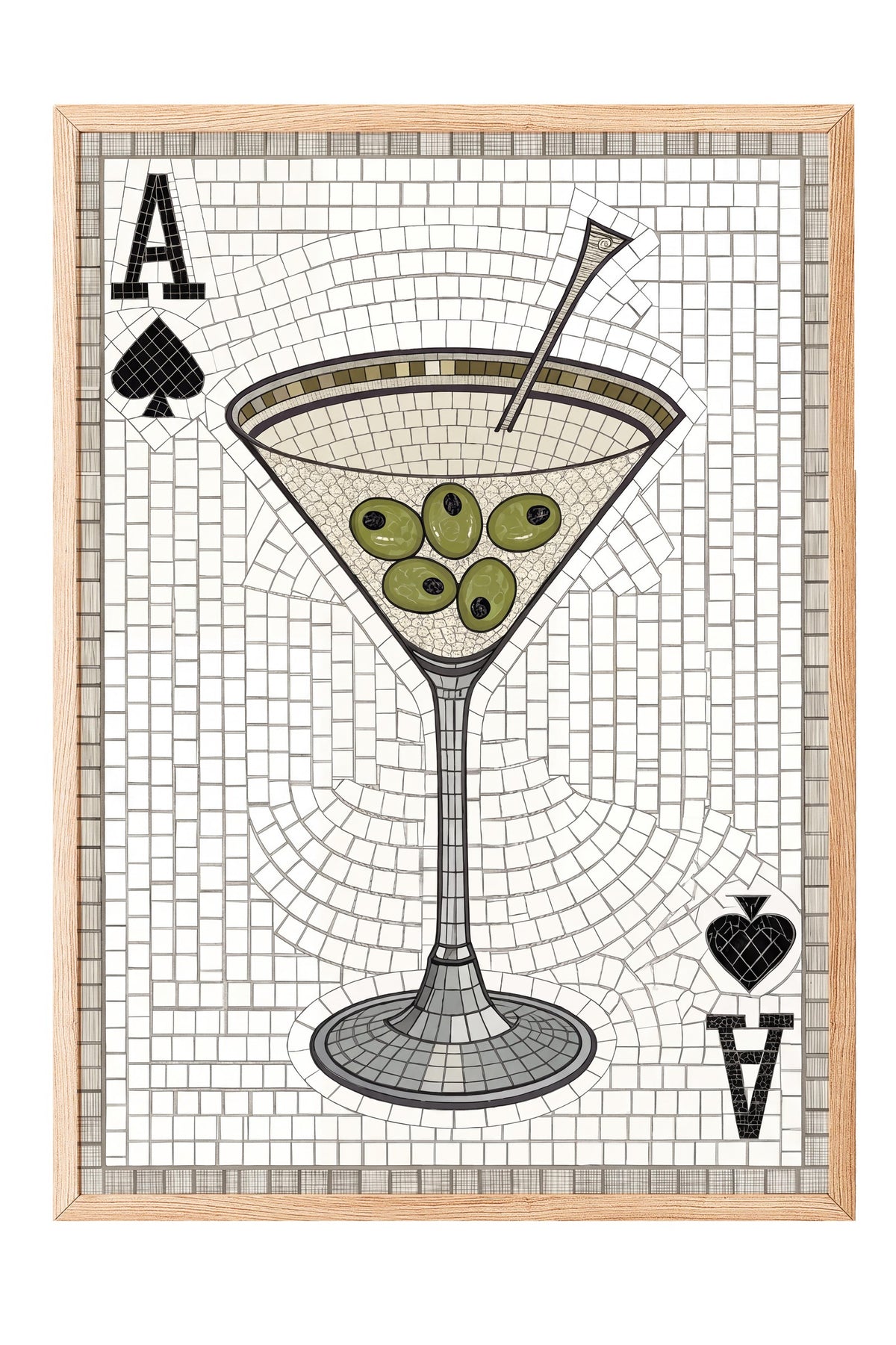 Zeytinli Martini Mozaiği Poster – Ahşap Çerçeveli Tablo