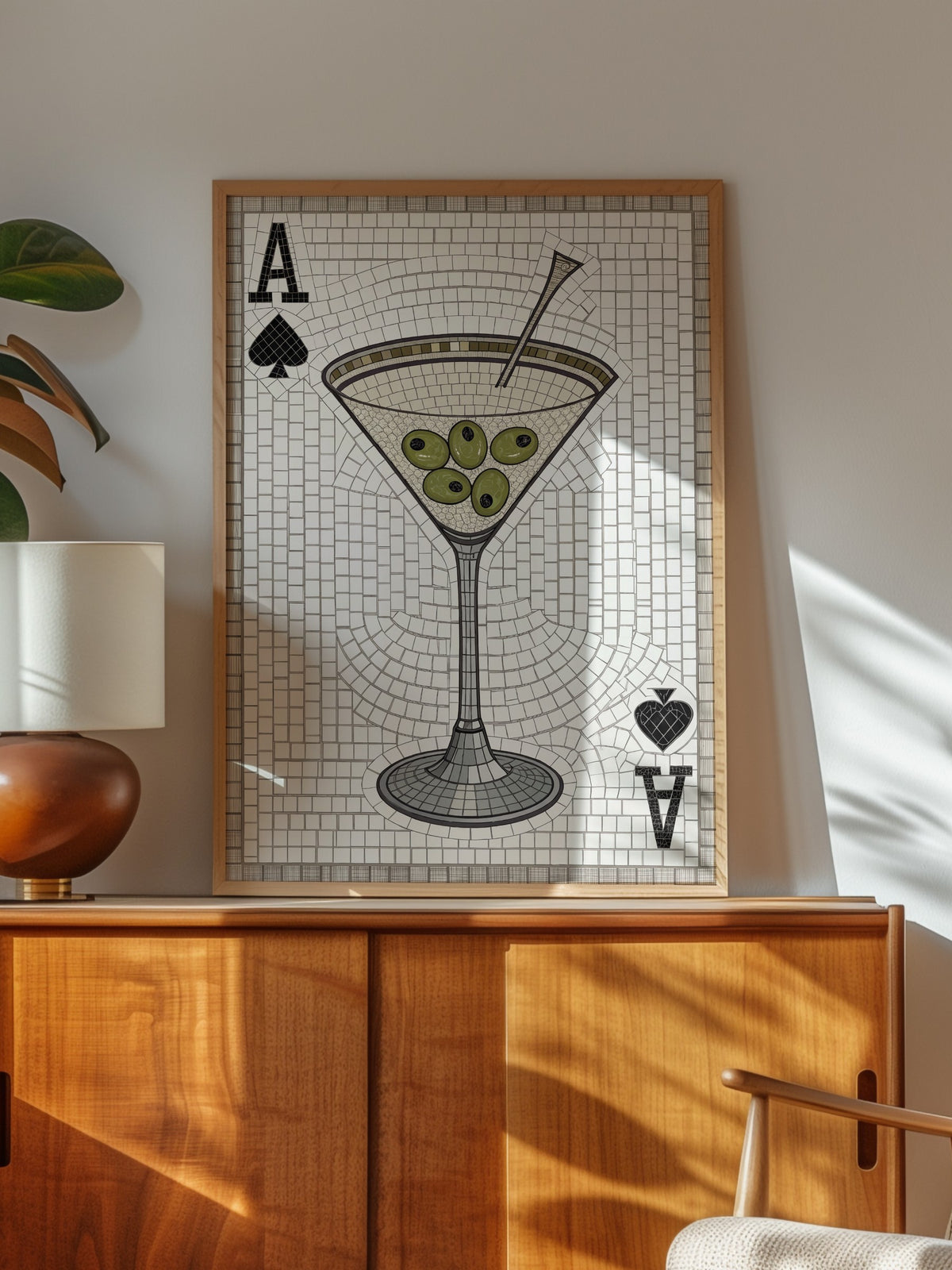 Zeytinli Martini Mozaiği Poster – Ahşap Çerçeveli Tablo