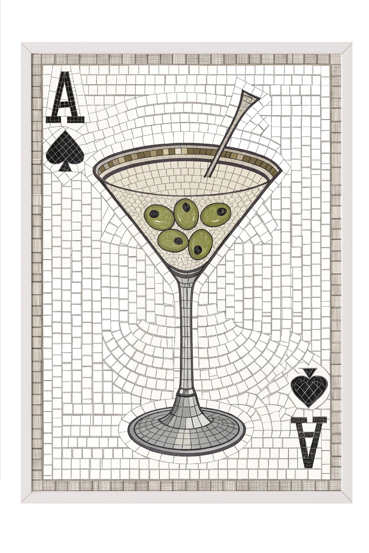 Zeytinli Martini Mozaiği Poster – Beyaz Çerçeveli Tablo