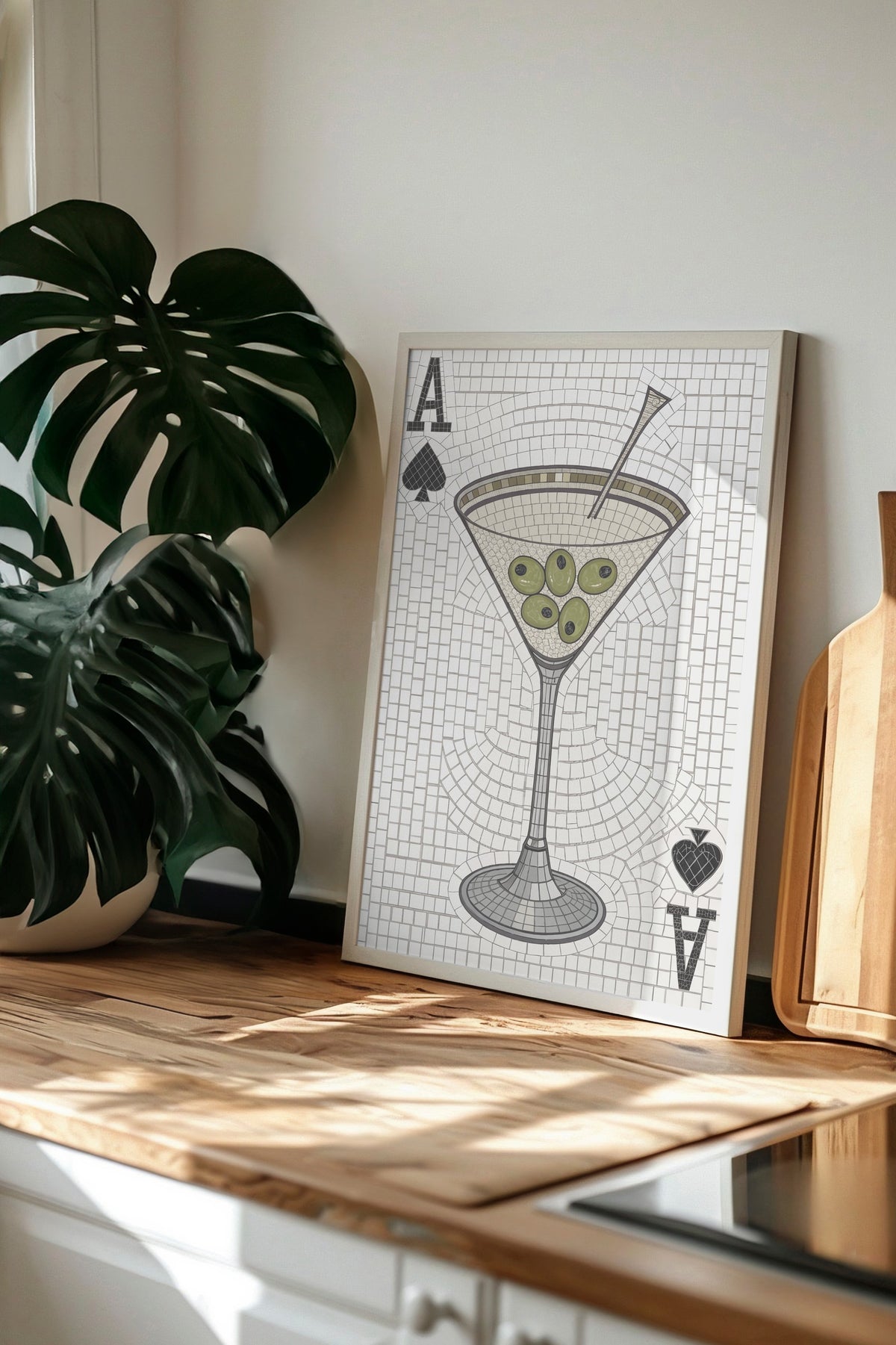 Zeytinli Martini Mozaiği Poster – Beyaz Çerçeveli Tablo