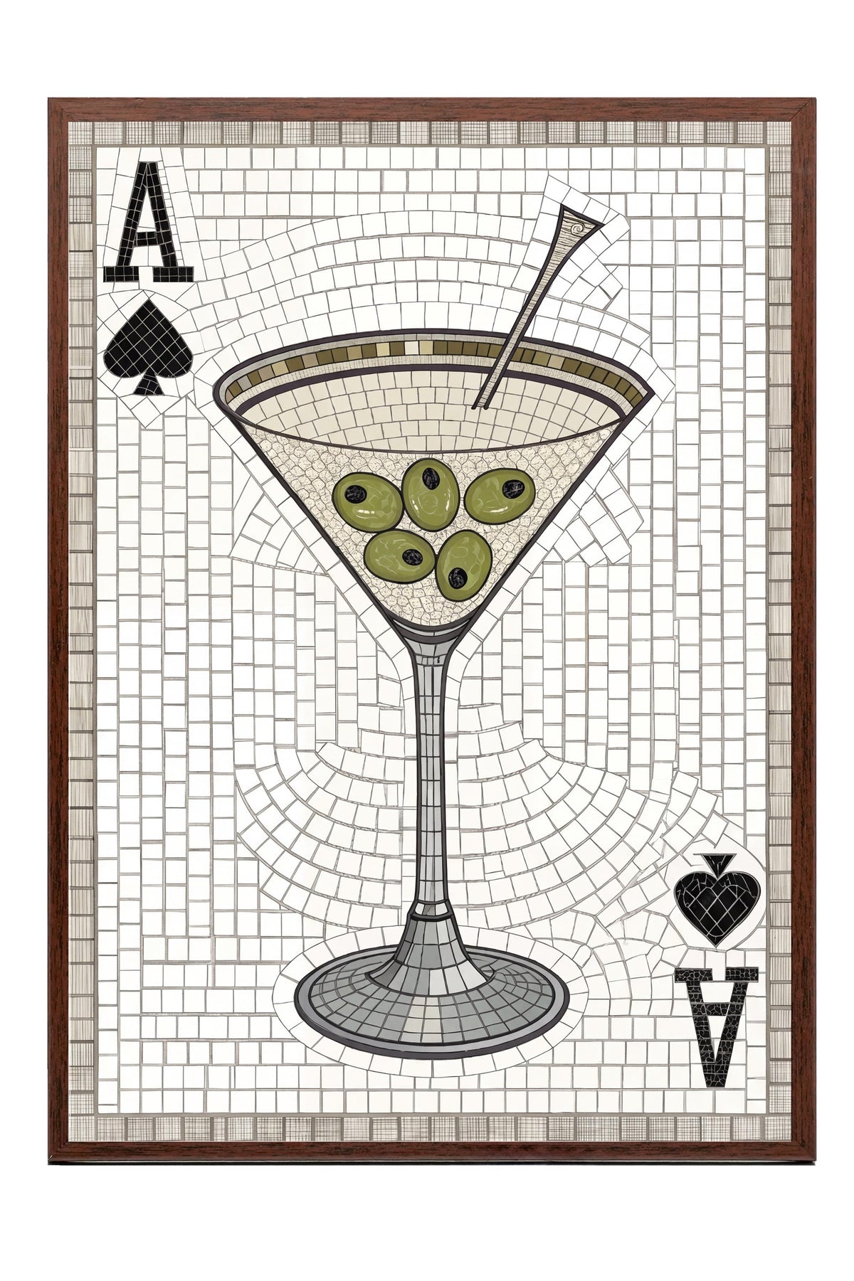 Zeytinli Martini Mozaiği Poster – Kahverengi Çerçeveli Tablo