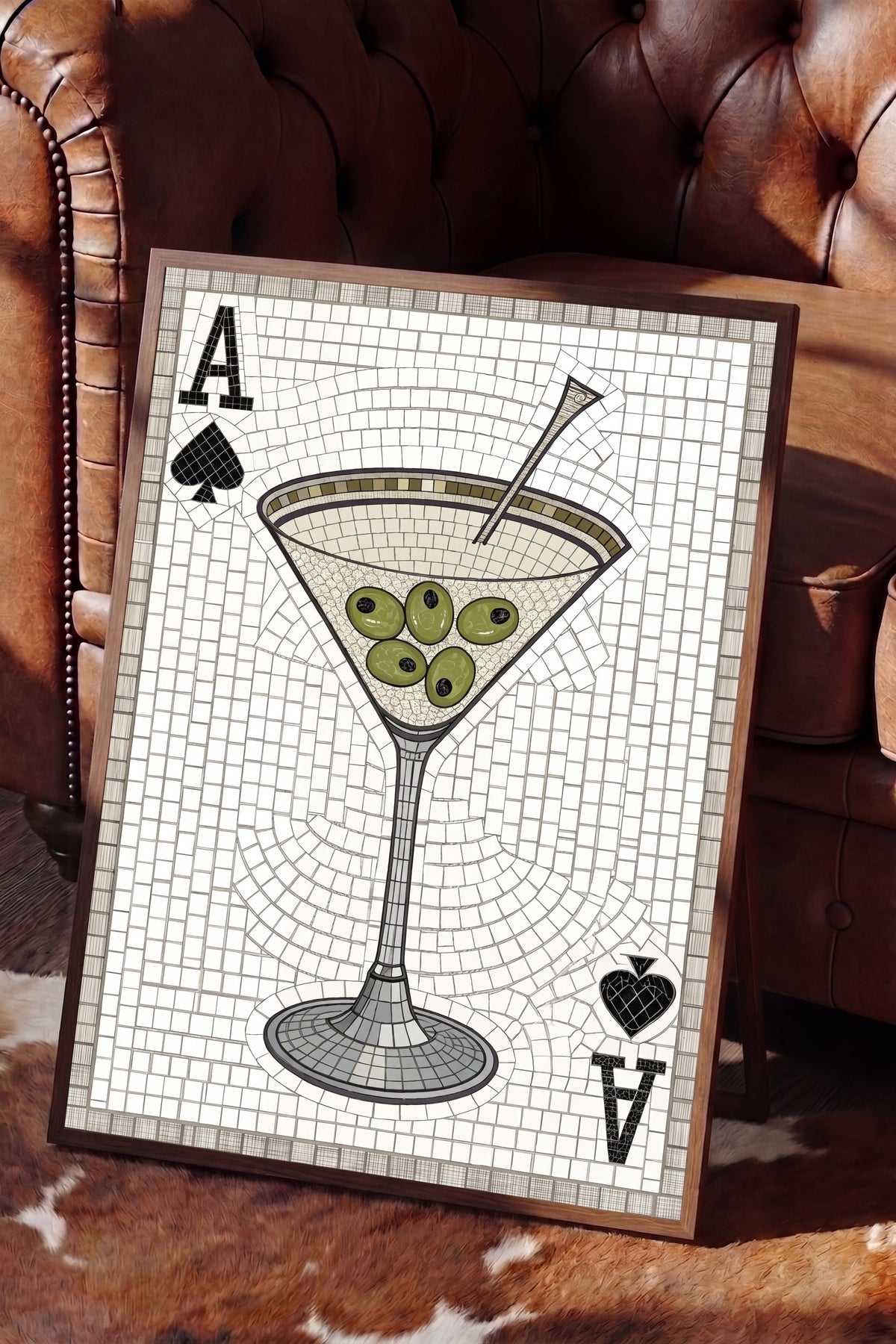 Zeytinli Martini Mozaiği Poster – Kahverengi Çerçeveli Tablo