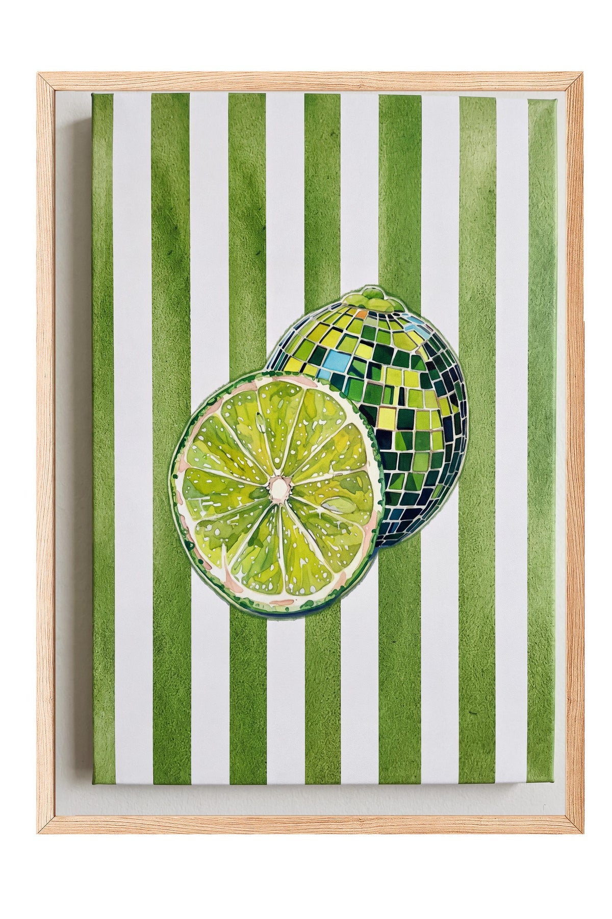 Yeşil Limon Deseni Poster – Ahşap Çerçeveli Tablo