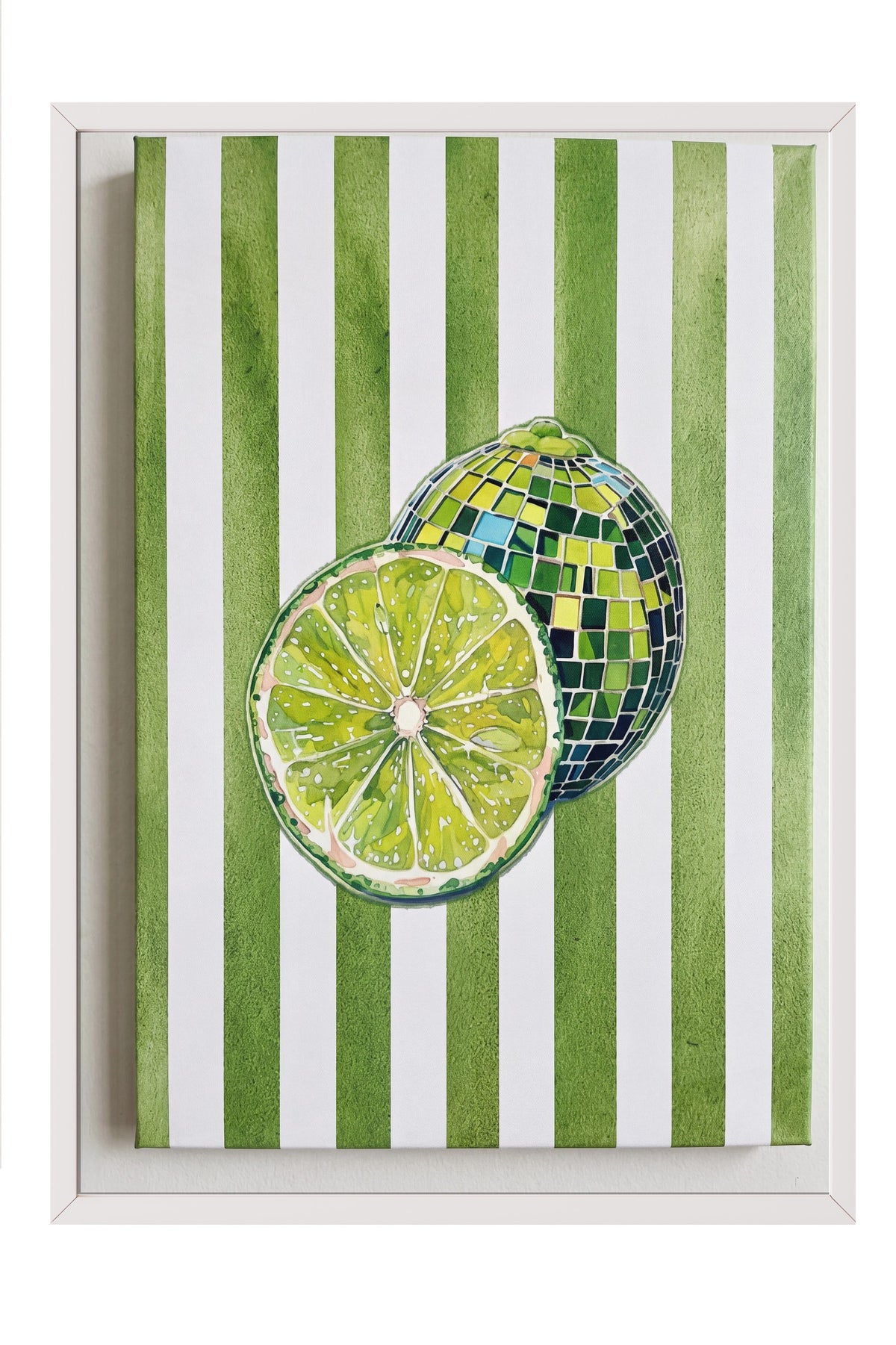 Yeşil Limon Deseni Poster – Beyaz Çerçeveli Tablo