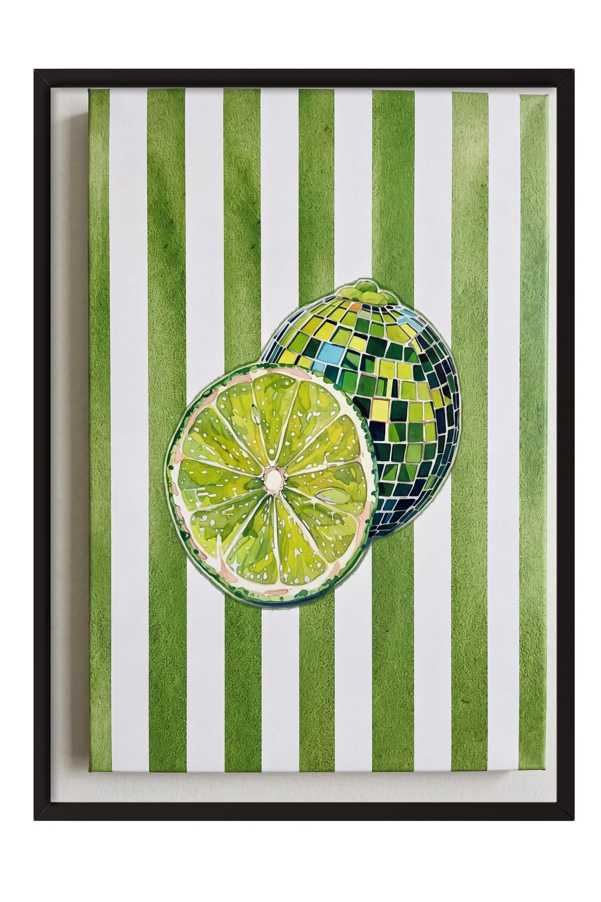 Yeşil Limon Deseni Poster – Siyah Çerçeveli Tablo