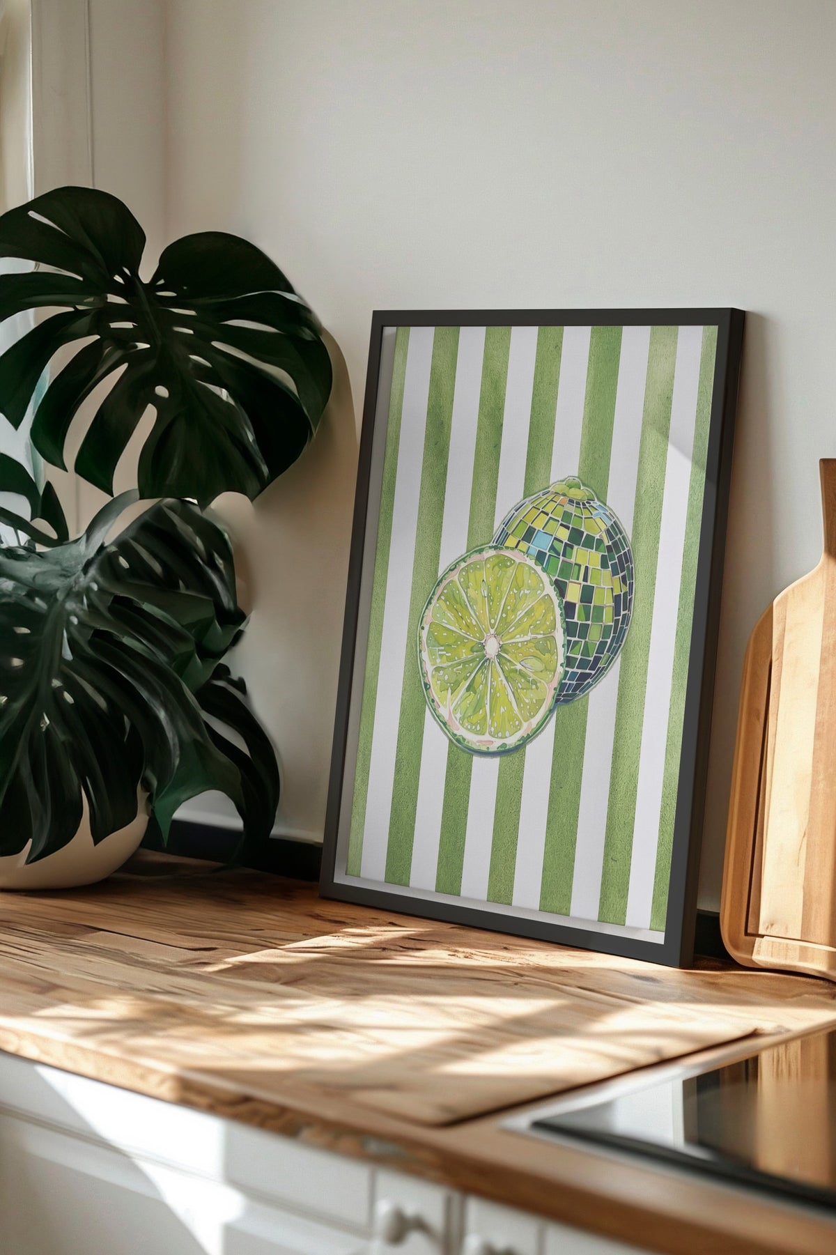 Yeşil Limon Deseni Poster – Siyah Çerçeveli Tablo