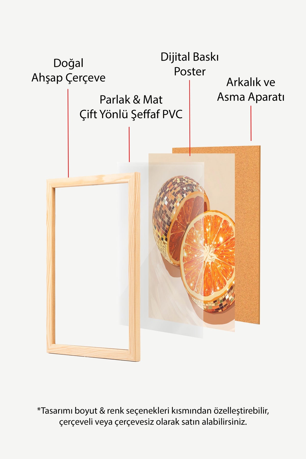 Disko Topu Turuncu Poster – Ahşap Çerçeveli Tablo