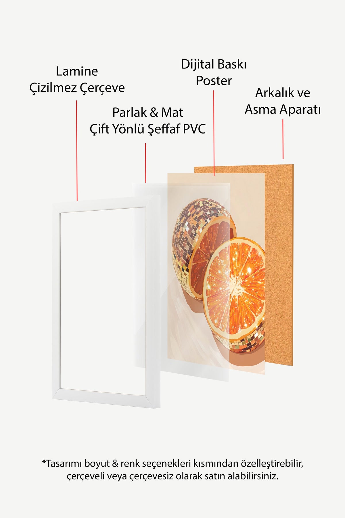 Disko Topu Turuncu Poster – Beyaz Çerçeveli Tablo