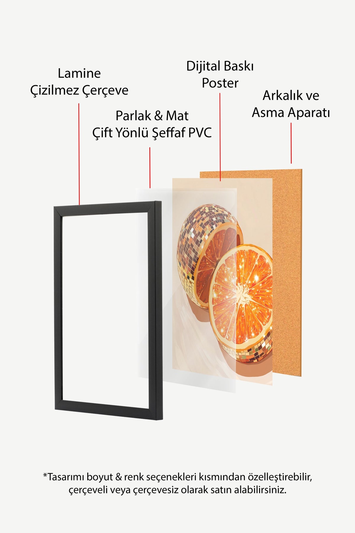 Disko Topu Turuncu Poster – Siyah Çerçeveli Tablo
