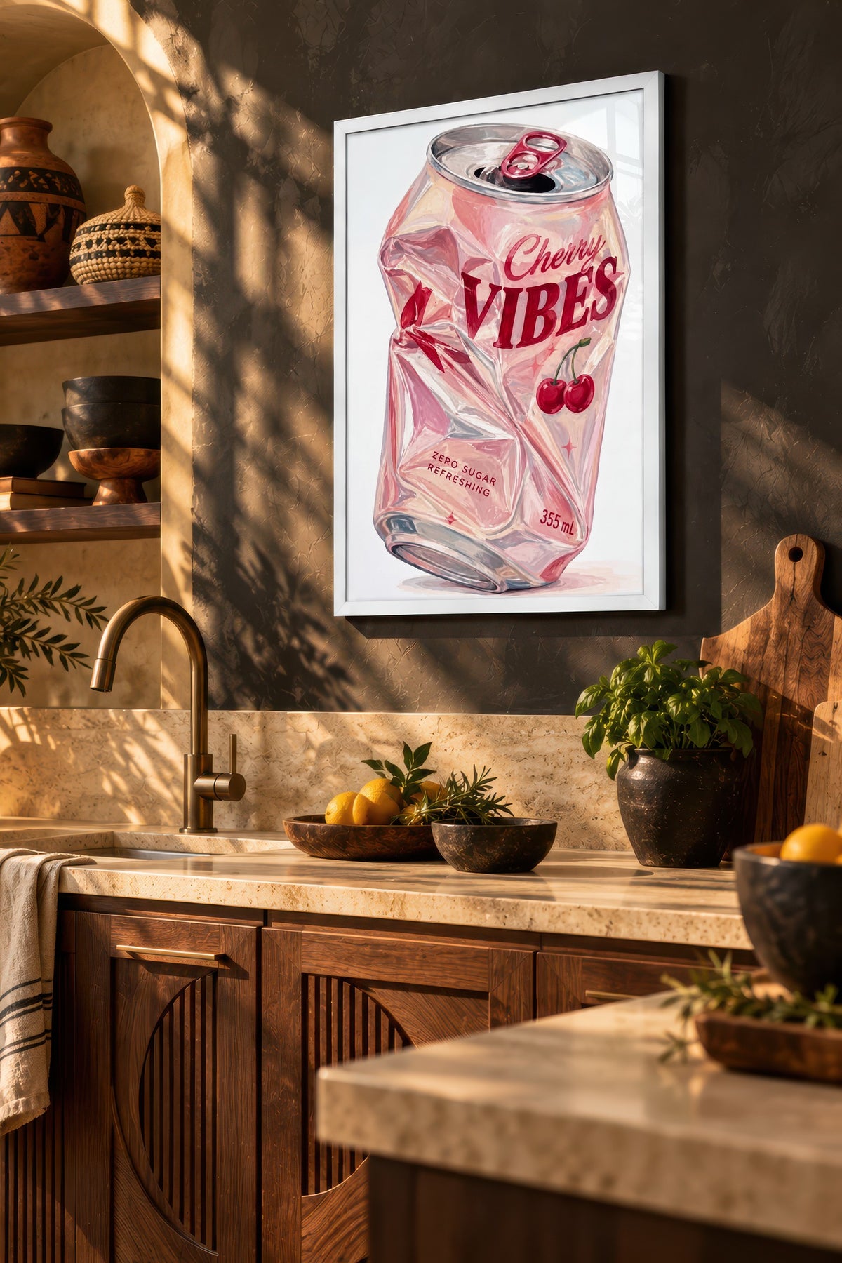 Cherry Vibes Poster – Beyaz Çerçeveli Tablo