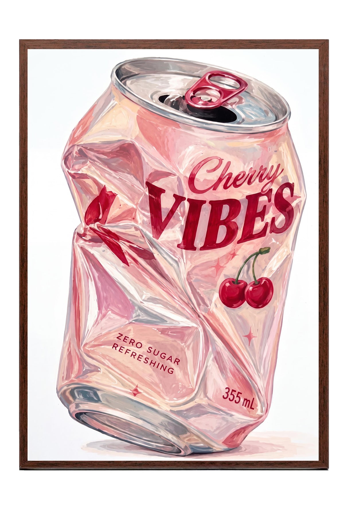 Cherry Vibes Poster – Kahverengi Çerçeveli Tablo