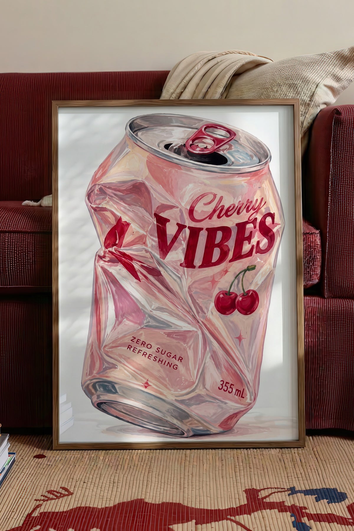 Cherry Vibes Poster – Kahverengi Çerçeveli Tablo