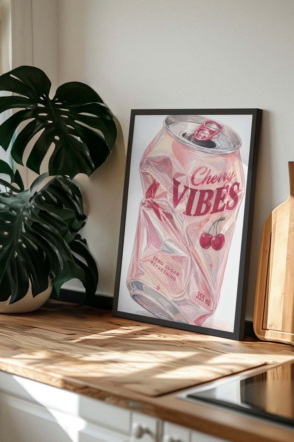 Cherry Vibes Poster – Siyah Çerçeveli Tablo