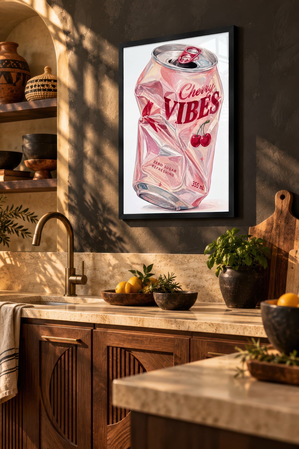 Cherry Vibes Poster – Siyah Çerçeveli Tablo