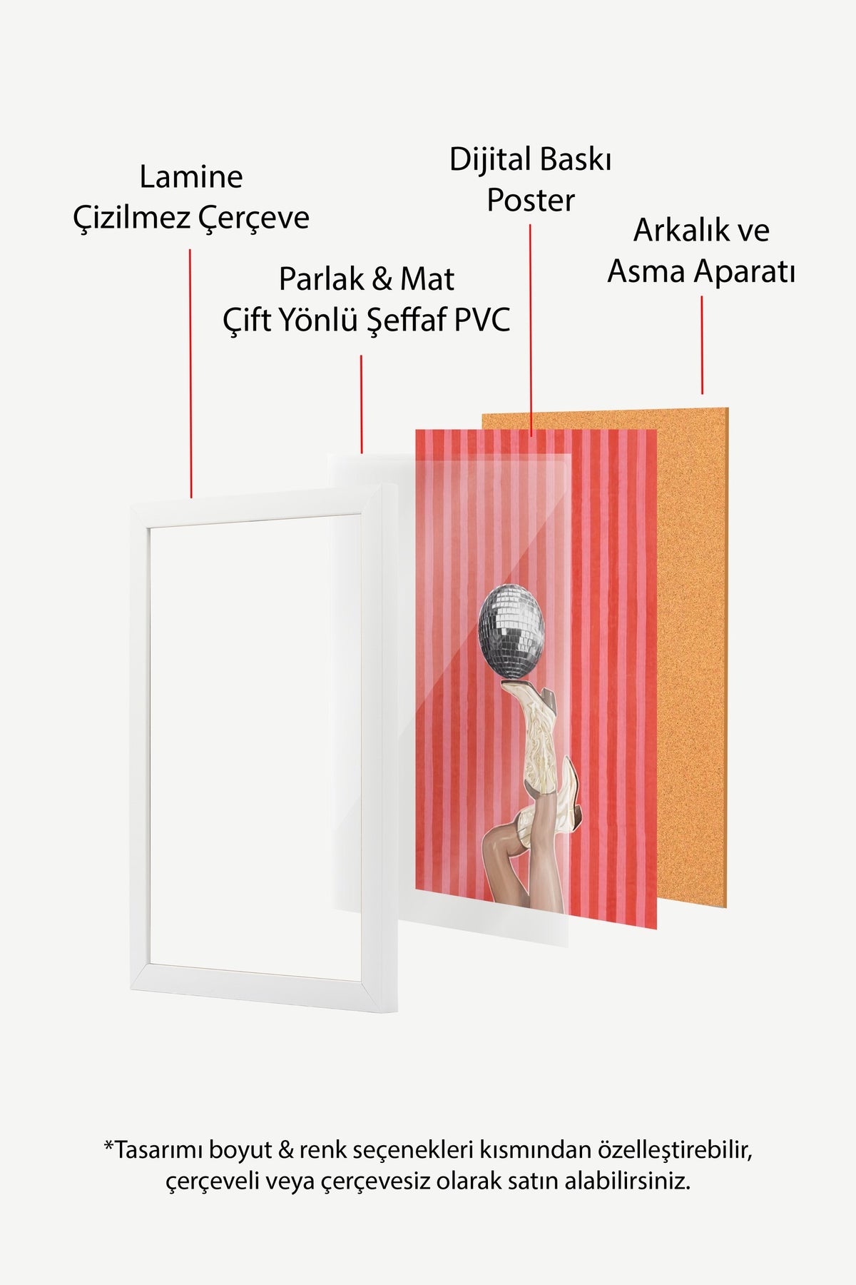 Disko Topu ve Çizme Poster – Beyaz Çerçeveli Tablo