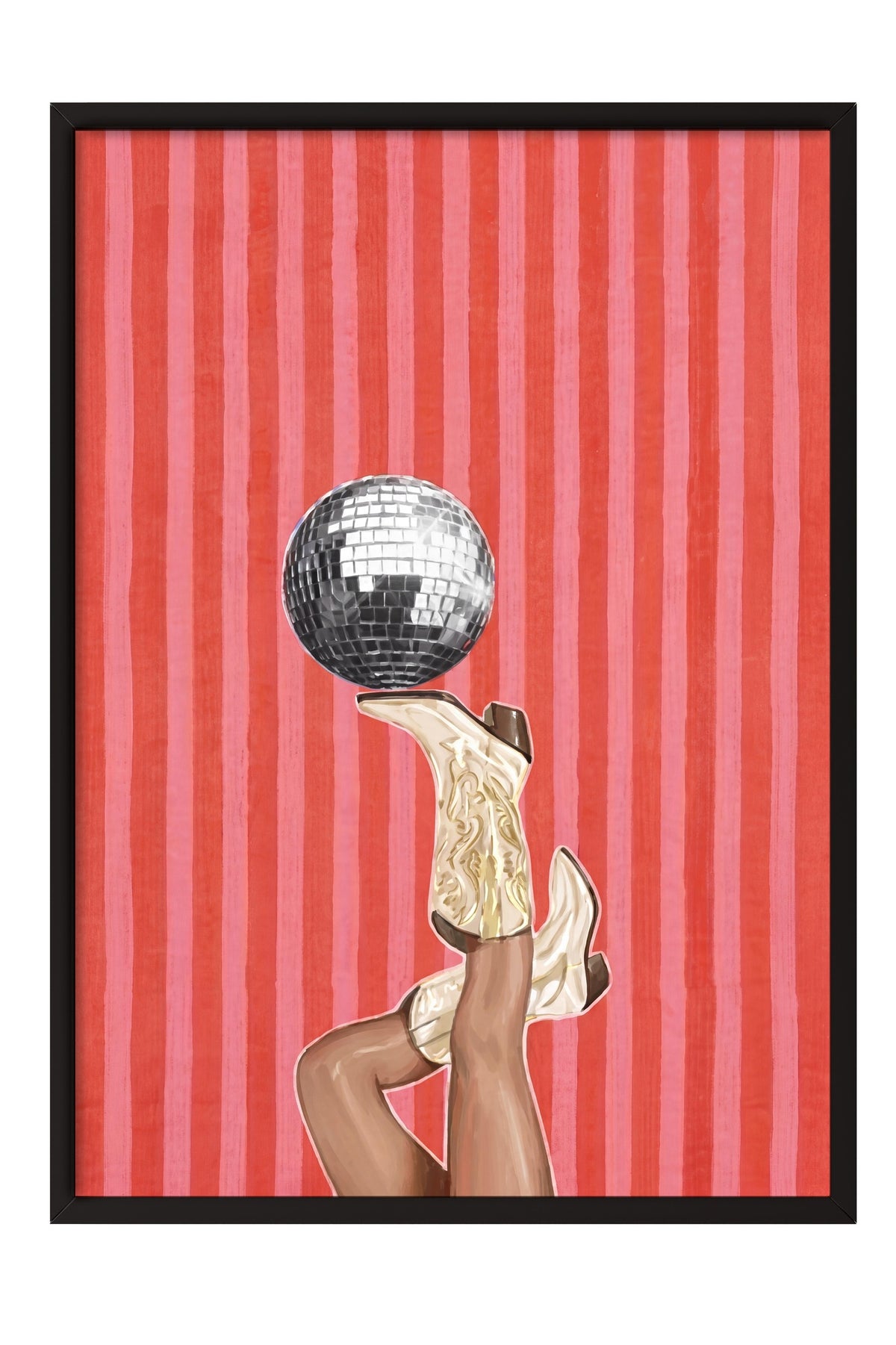 Disko Topu ve Çizme Poster – Siyah Çerçeveli Tablo