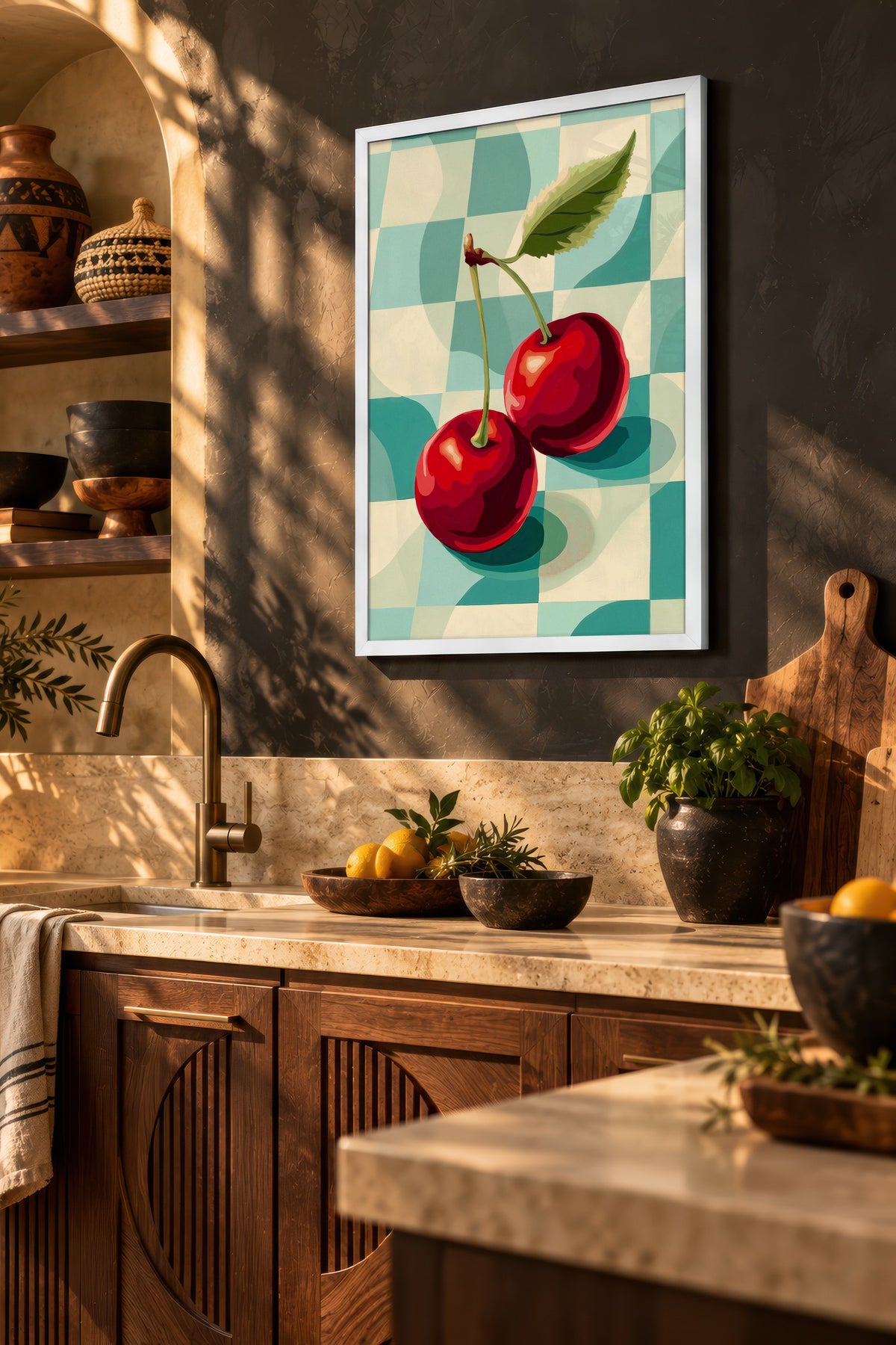 Kirazlar Poster – Beyaz Çerçeveli Tablo