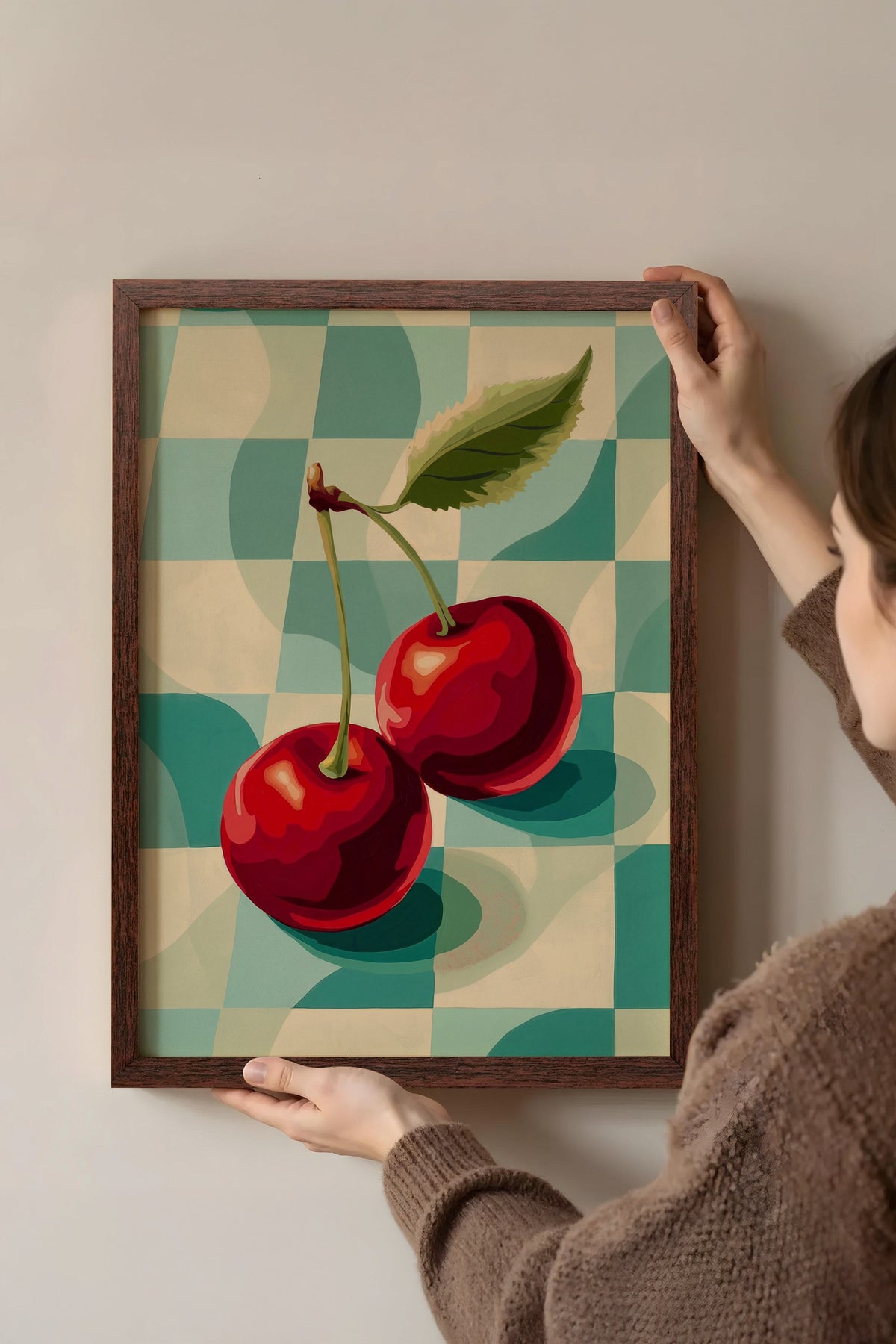 Kirazlar Poster – Kahverengi Çerçeveli Tablo