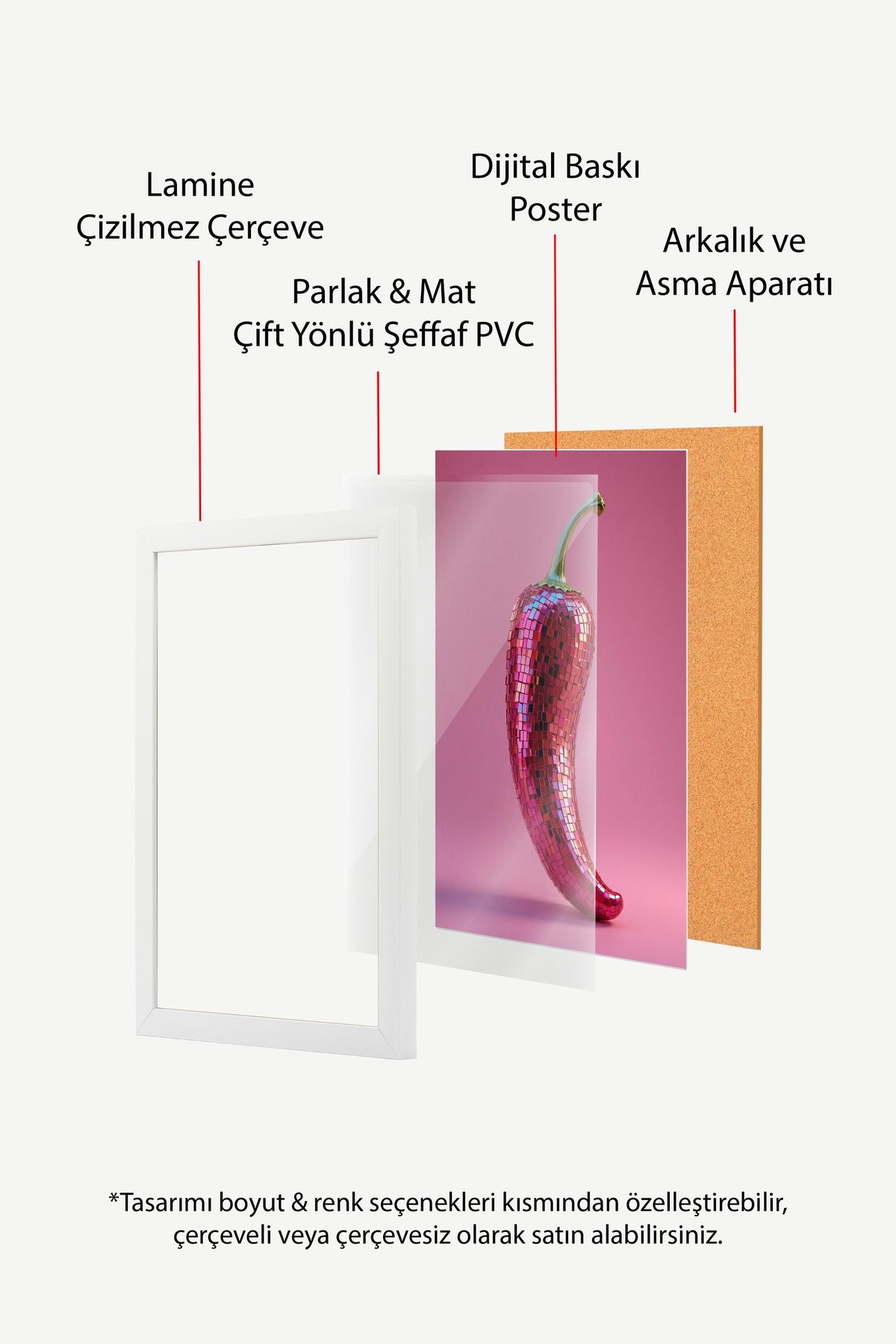 Mozaik Biber Poster – Beyaz Çerçeveli Tablo