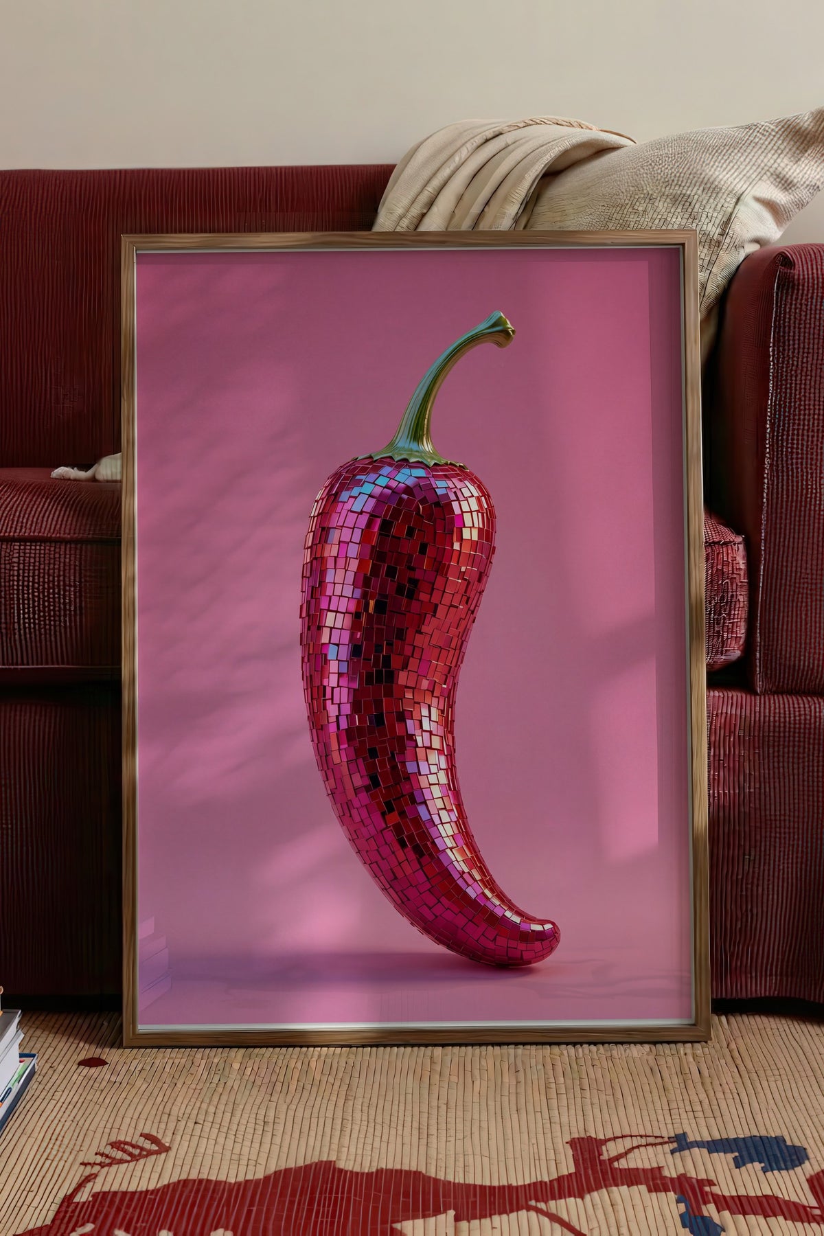 Mozaik Biber Poster – Kahverengi Çerçeveli Tablo
