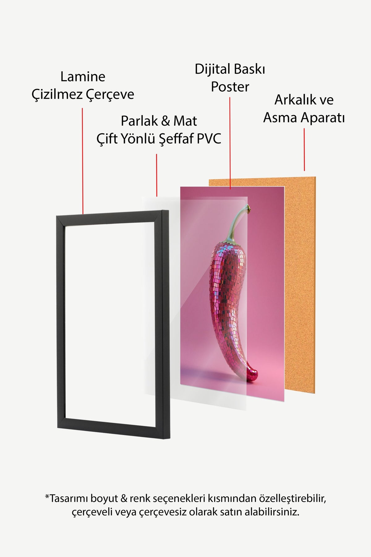 Mozaik Biber Poster – Siyah Çerçeveli Tablo